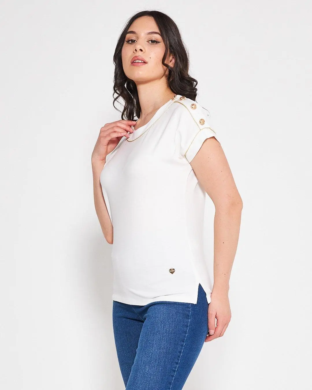 T-shirt con cup sleeves Bianco - Image 3