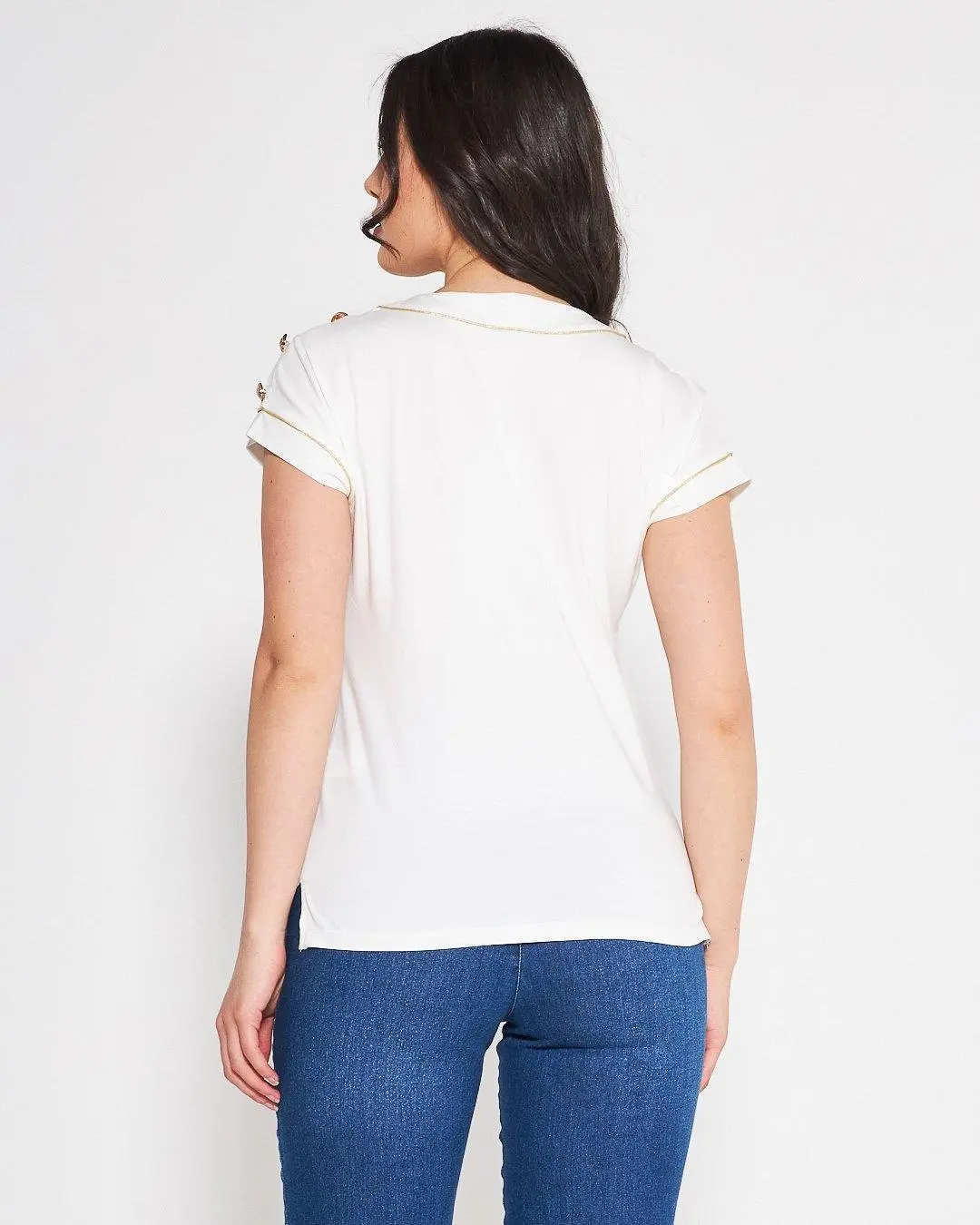T-shirt con cup sleeves Bianco - Image 4