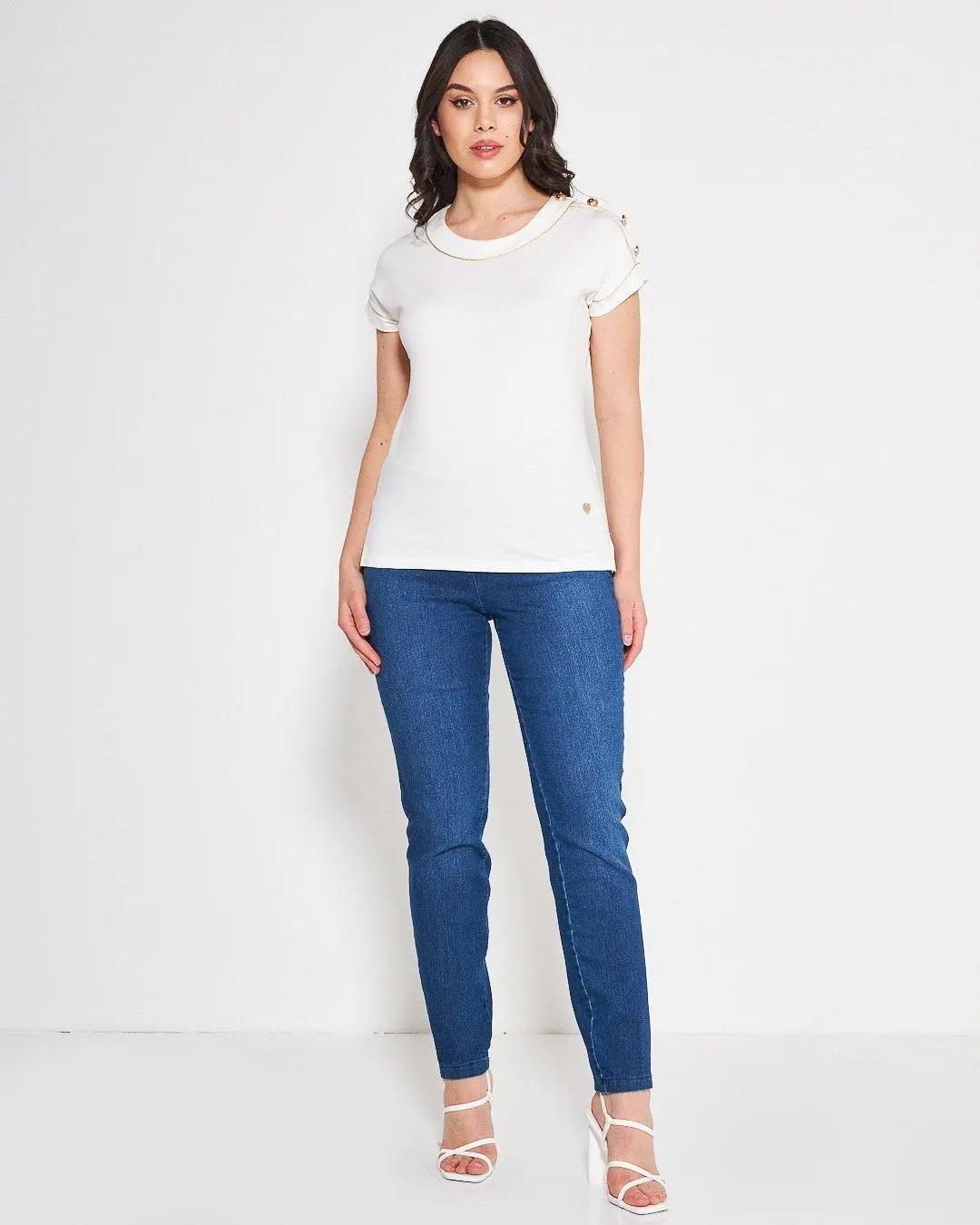 T-shirt con cup sleeves Bianco - Image 5