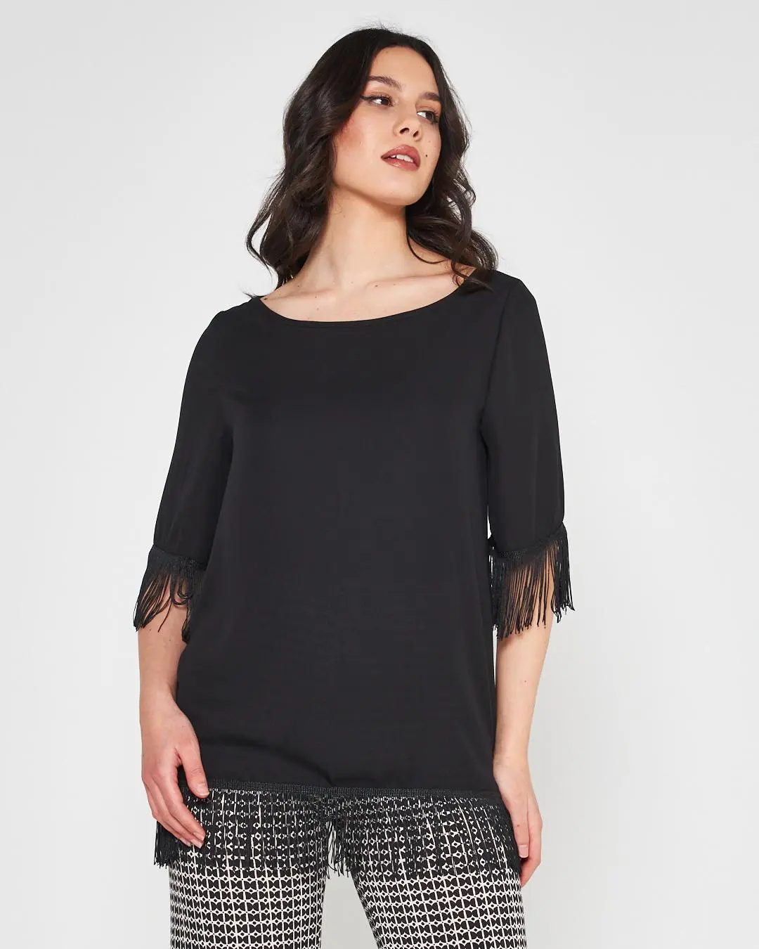 Casacca frange Nero
