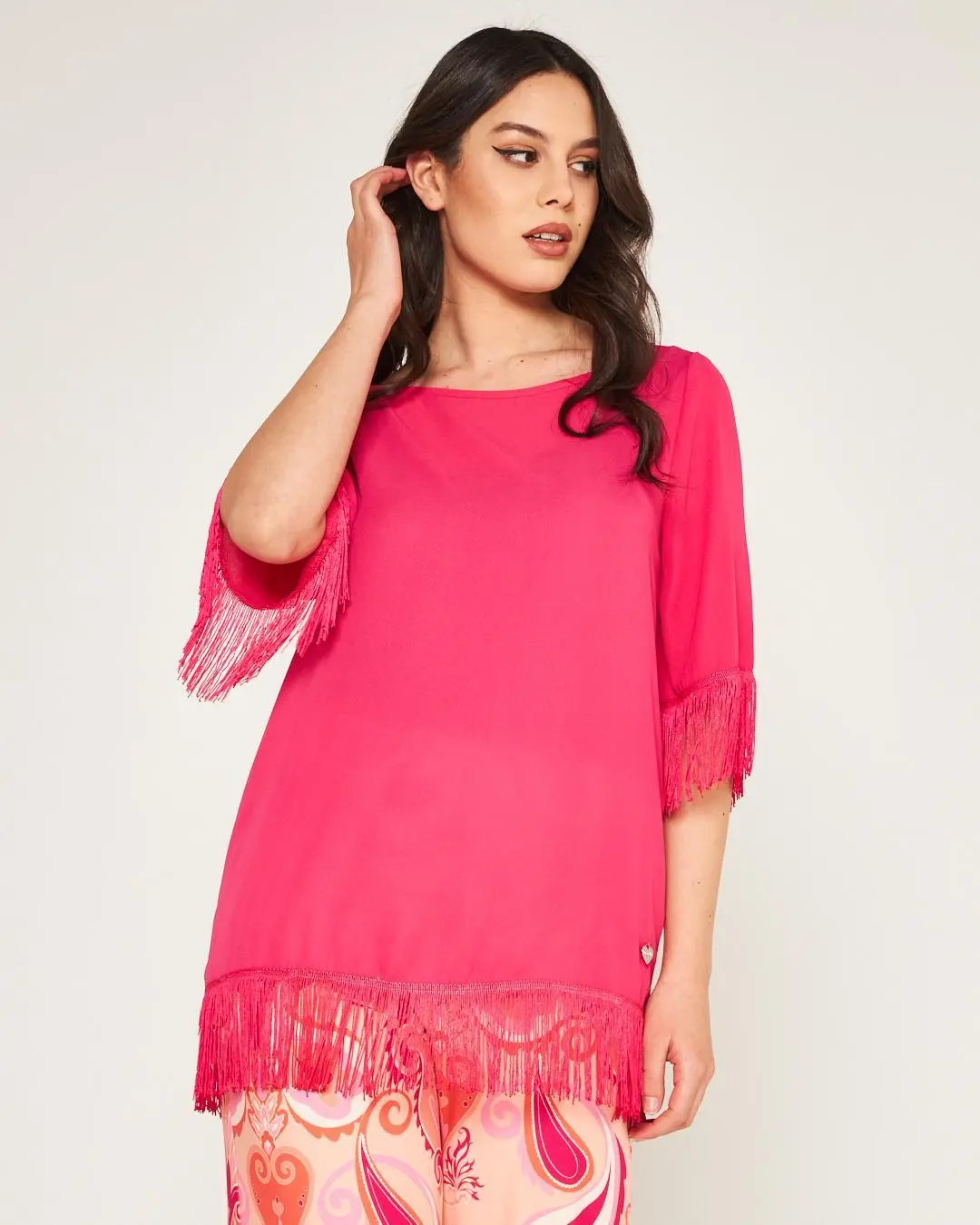 Casacca frange Fucsia - Image 3