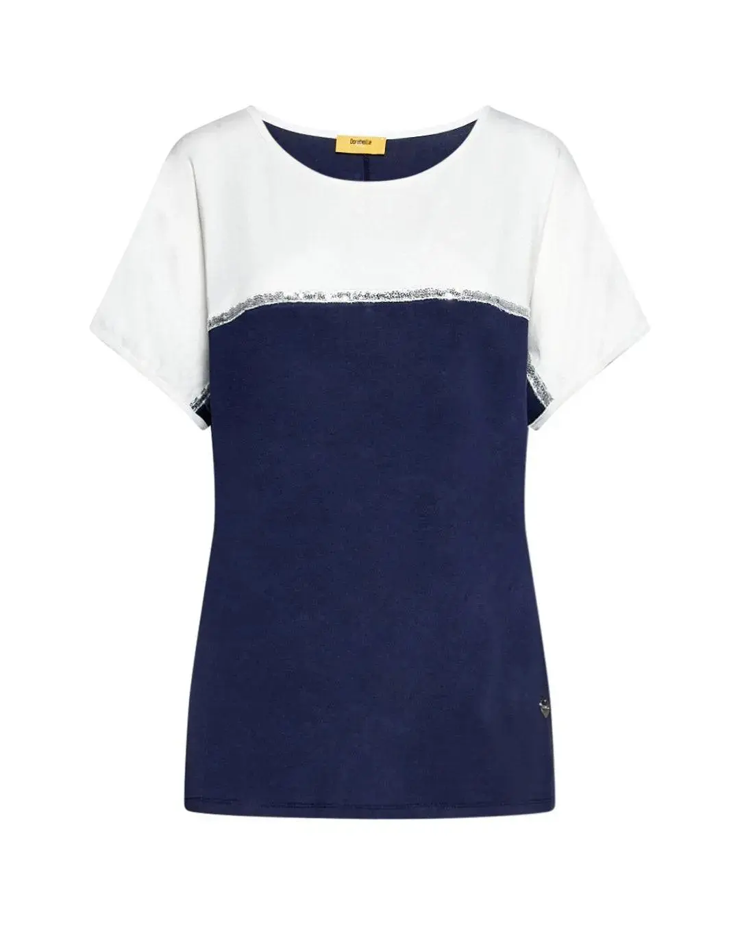 Maglia bicolore con paillettes BLUE NAVY