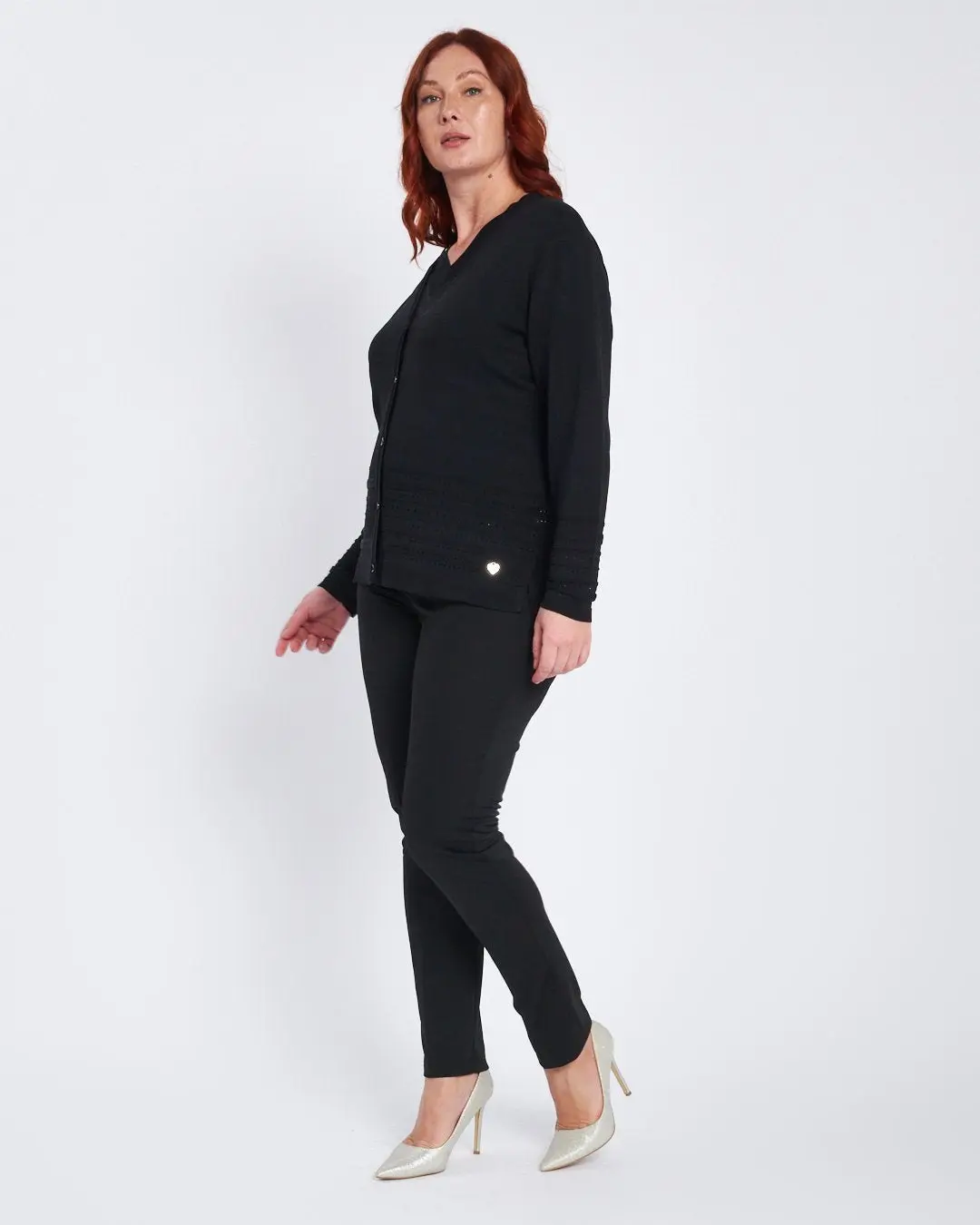 Pantalone basic con taglio push up posteriore NERO - Image 5