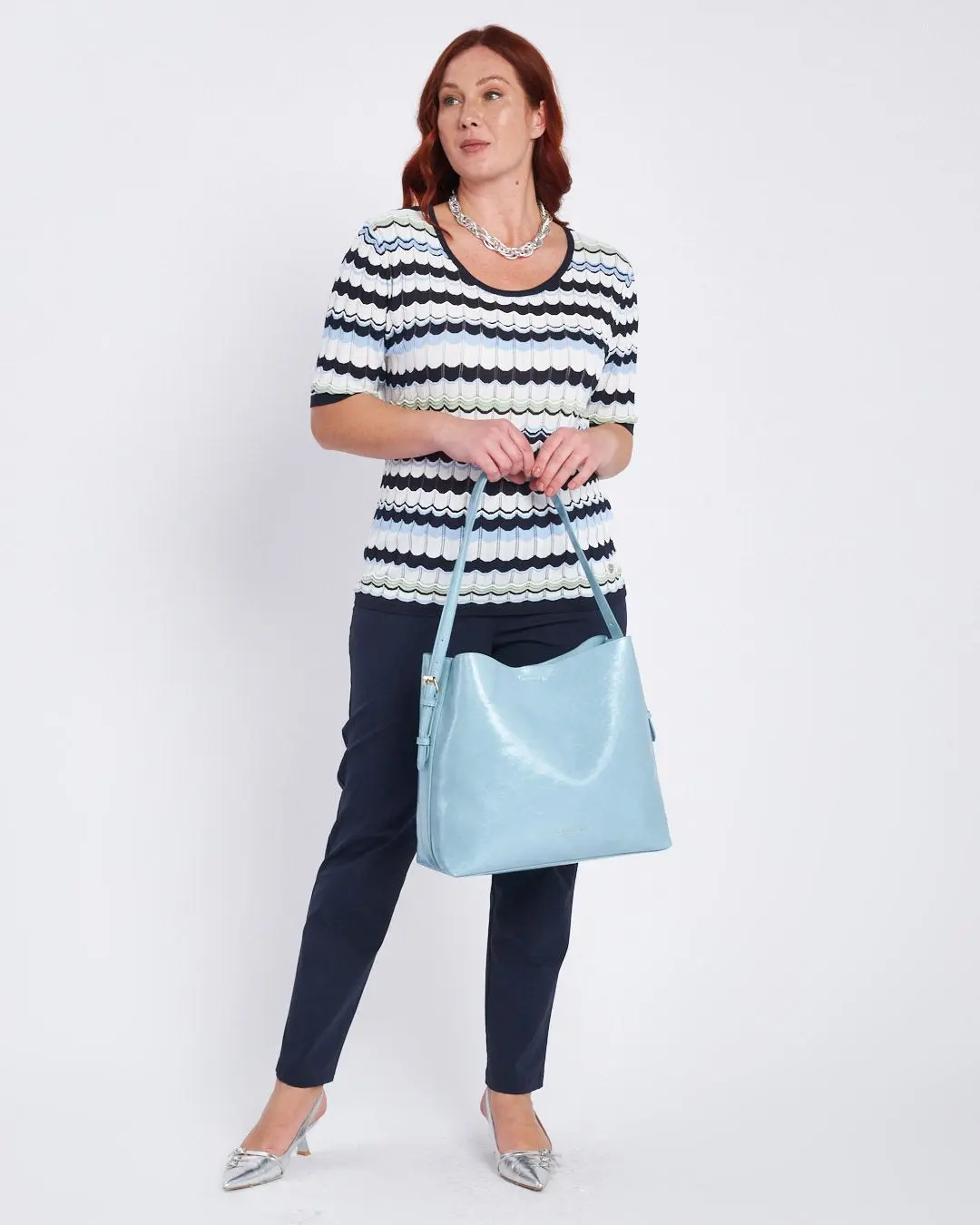 Pantalone basic con taglio push up posteriore BLU - Image 5