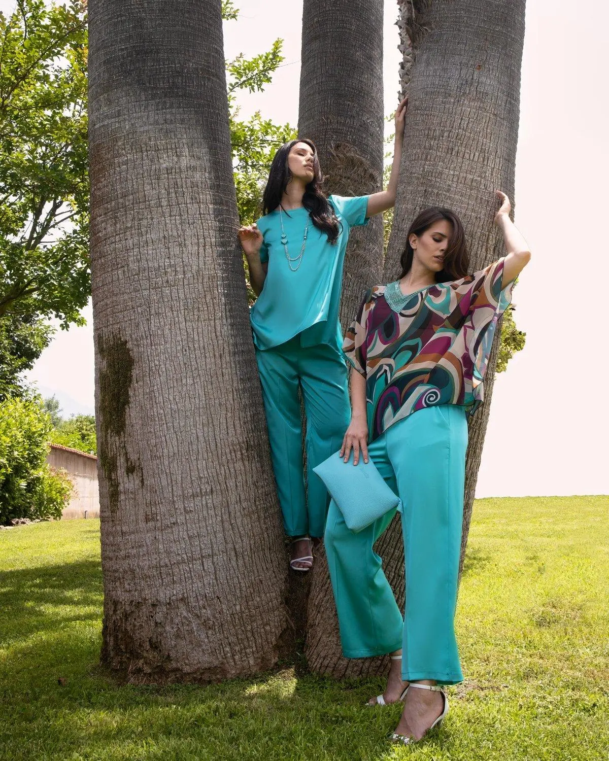 Pantalone palazzo in tinta unita TURCHESE