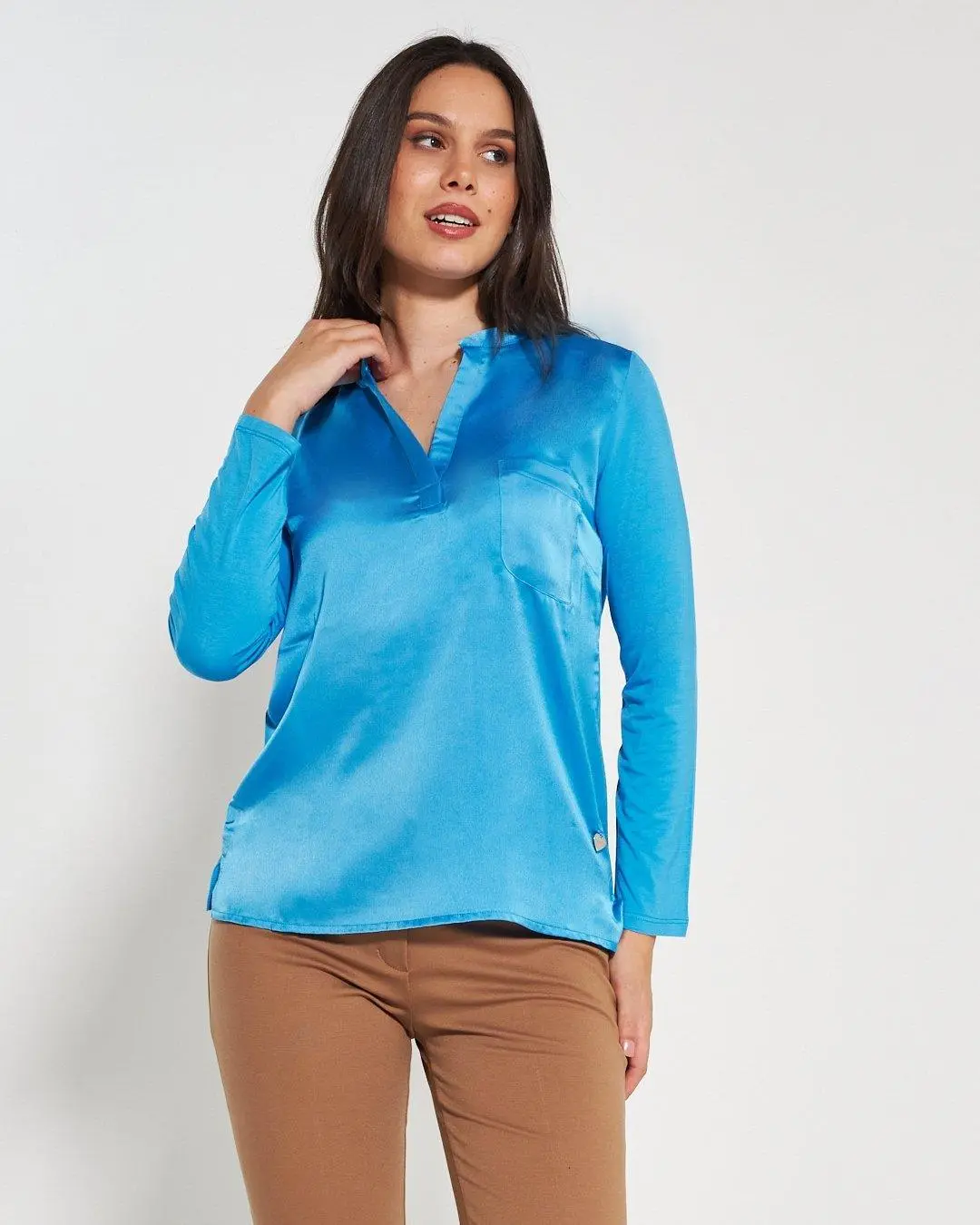 Blusa bi-materiale PAVONE