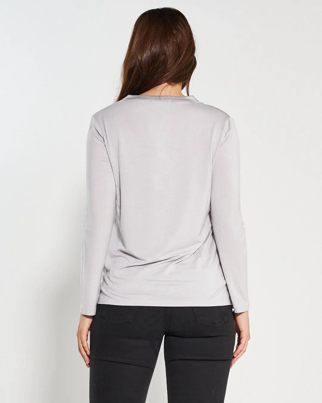 Blusa bi-materiale GRIGIO PERLA - Image 5