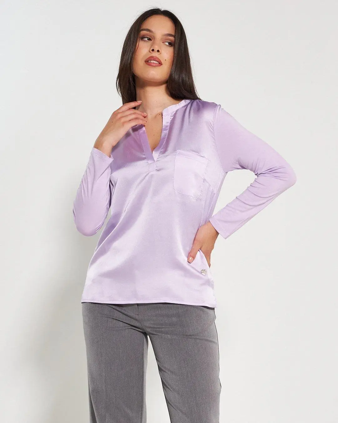 Blusa bi-materiale GLICINE