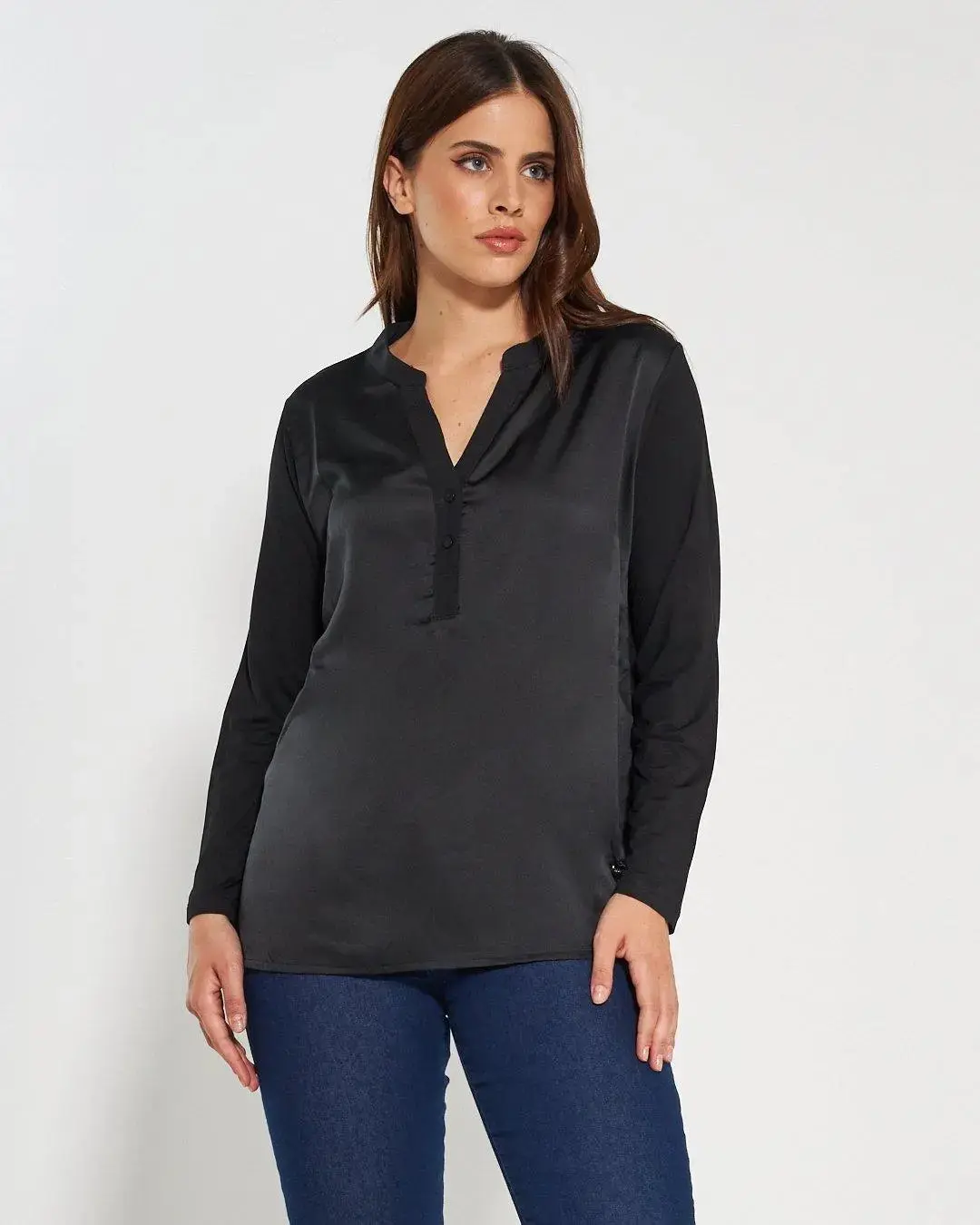 Blusa bi-materiale BLACK - Image 2