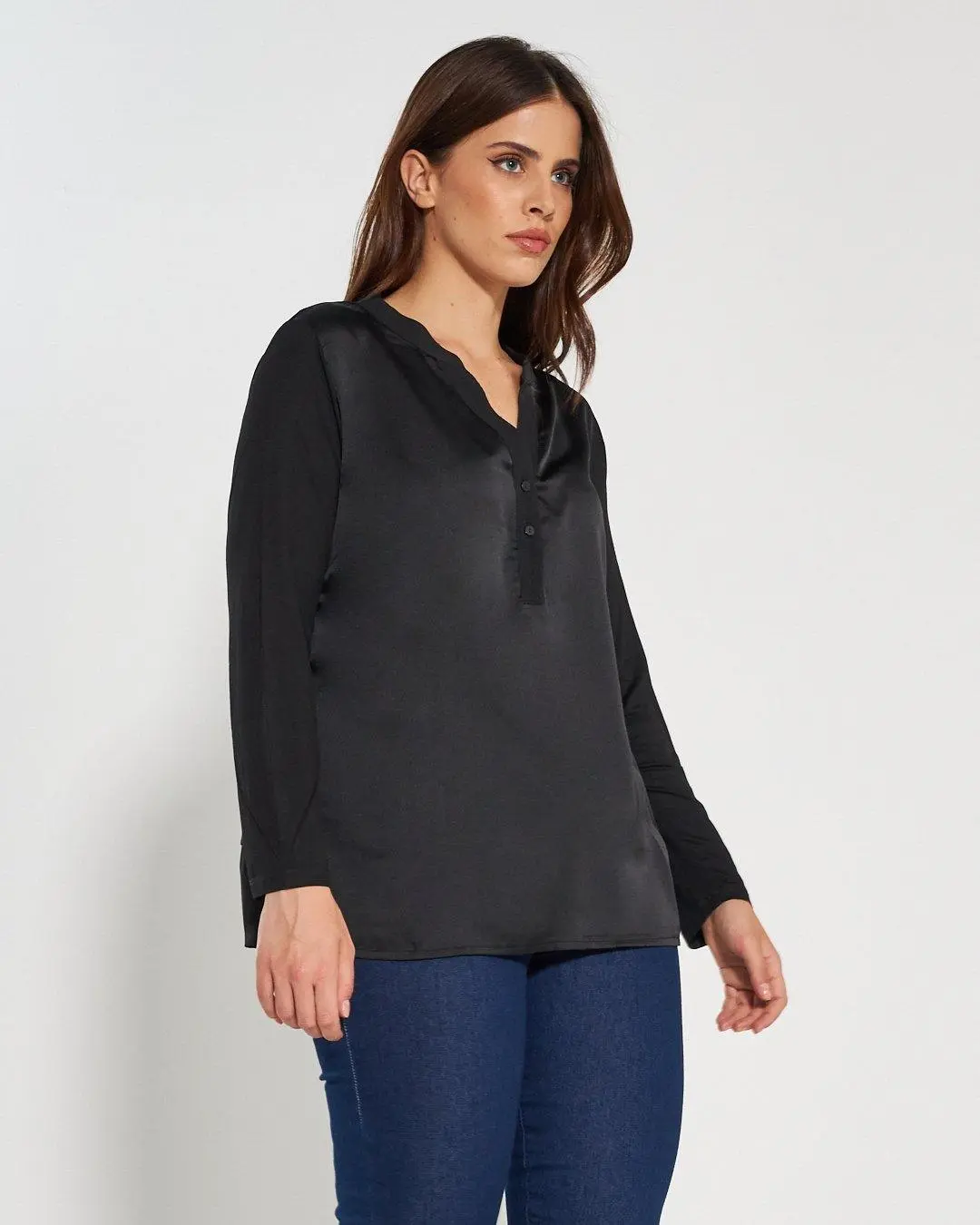 Blusa bi-materiale BLACK - Image 4
