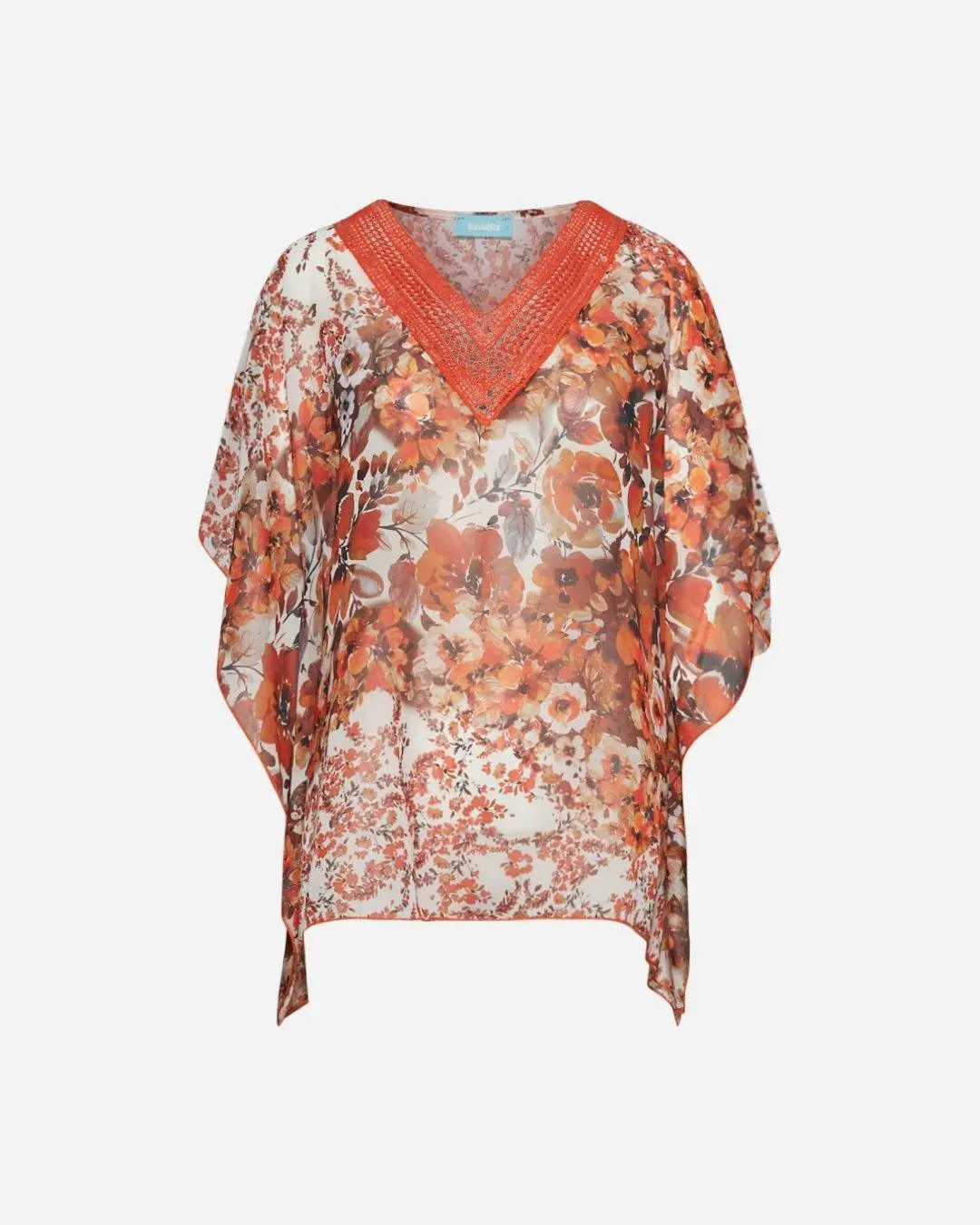 Blusa stampata con dettaglio paillettes FIORE ARANCIO - Image 2