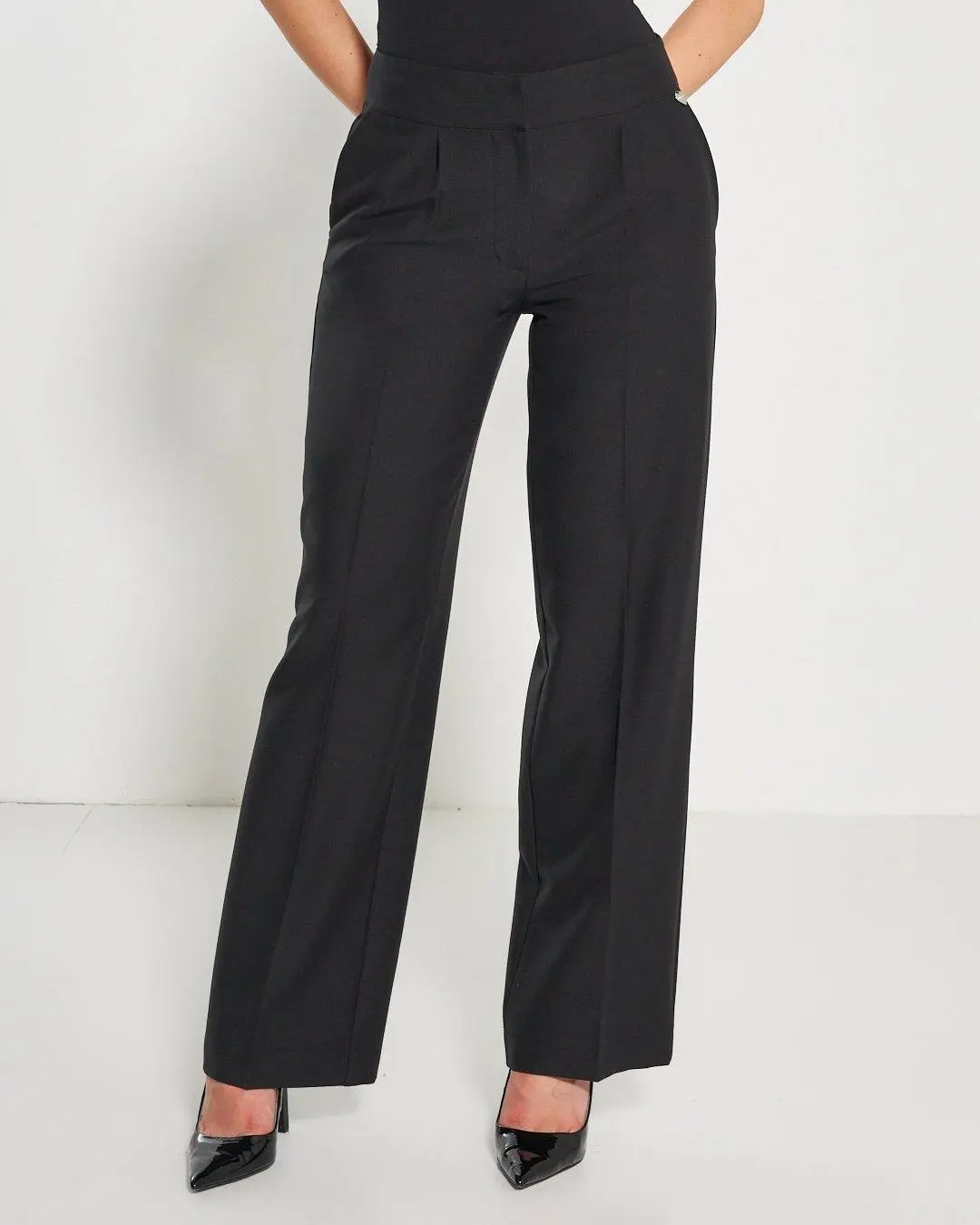 Pantalone a palazzo con pinces NERO