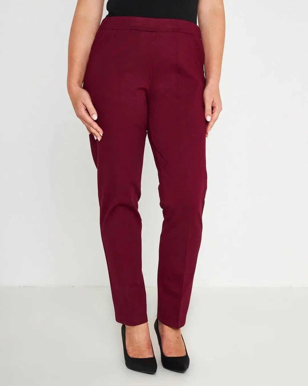 Pantaloni slim fit con vita elastica e dettaglio frontale di piega di stiro VINO - Image 2