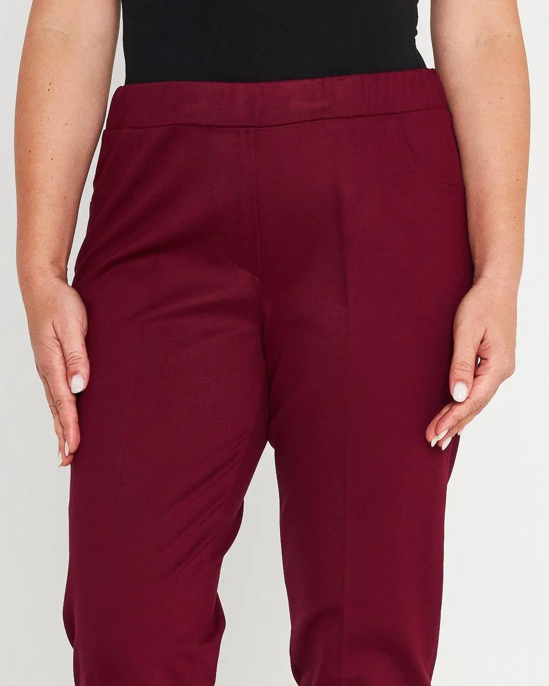 Pantaloni slim fit con vita elastica e dettaglio frontale di piega di stiro VINO - Image 3