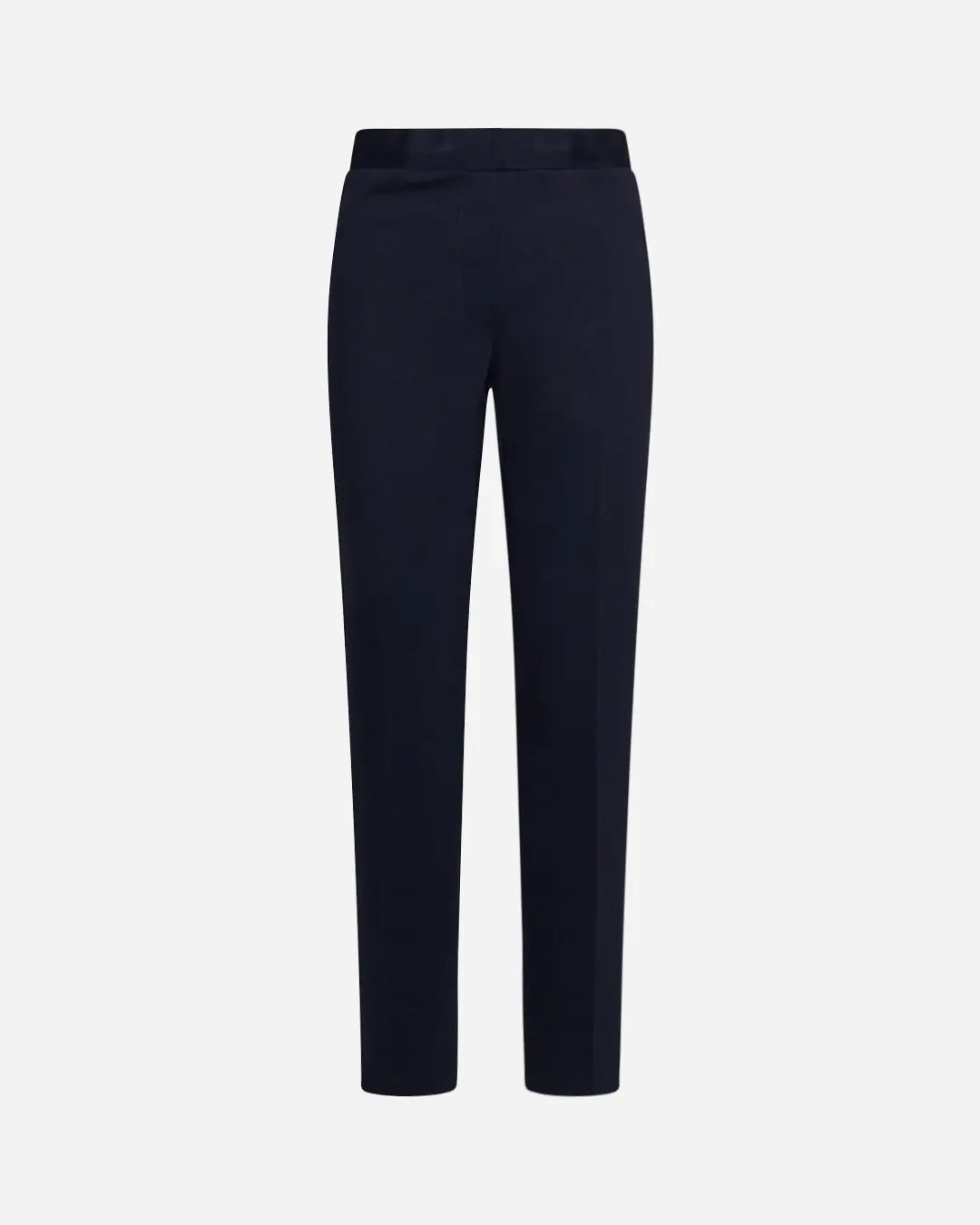 Pantaloni slim fit con vita elastica e dettaglio frontale di piega di stiro BLU