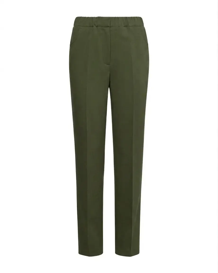 Pantaloni slim fit con vita elastica e dettaglio frontale di piega di stiro - Image 5