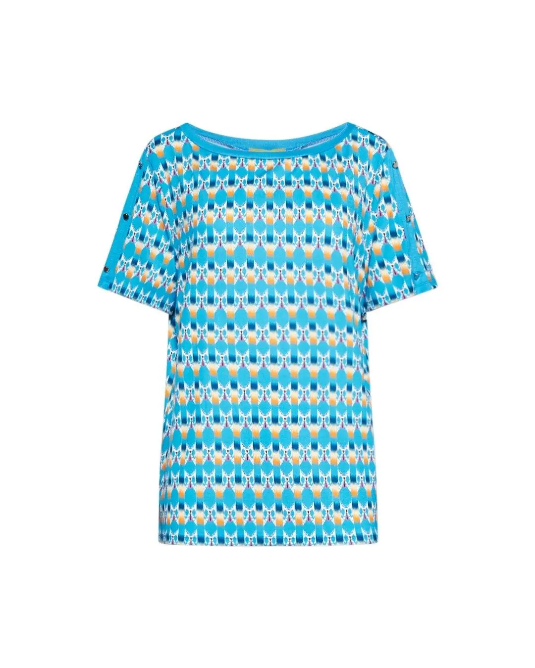 Maglia in fantasia con dettaglio bottoncini TURCHESE