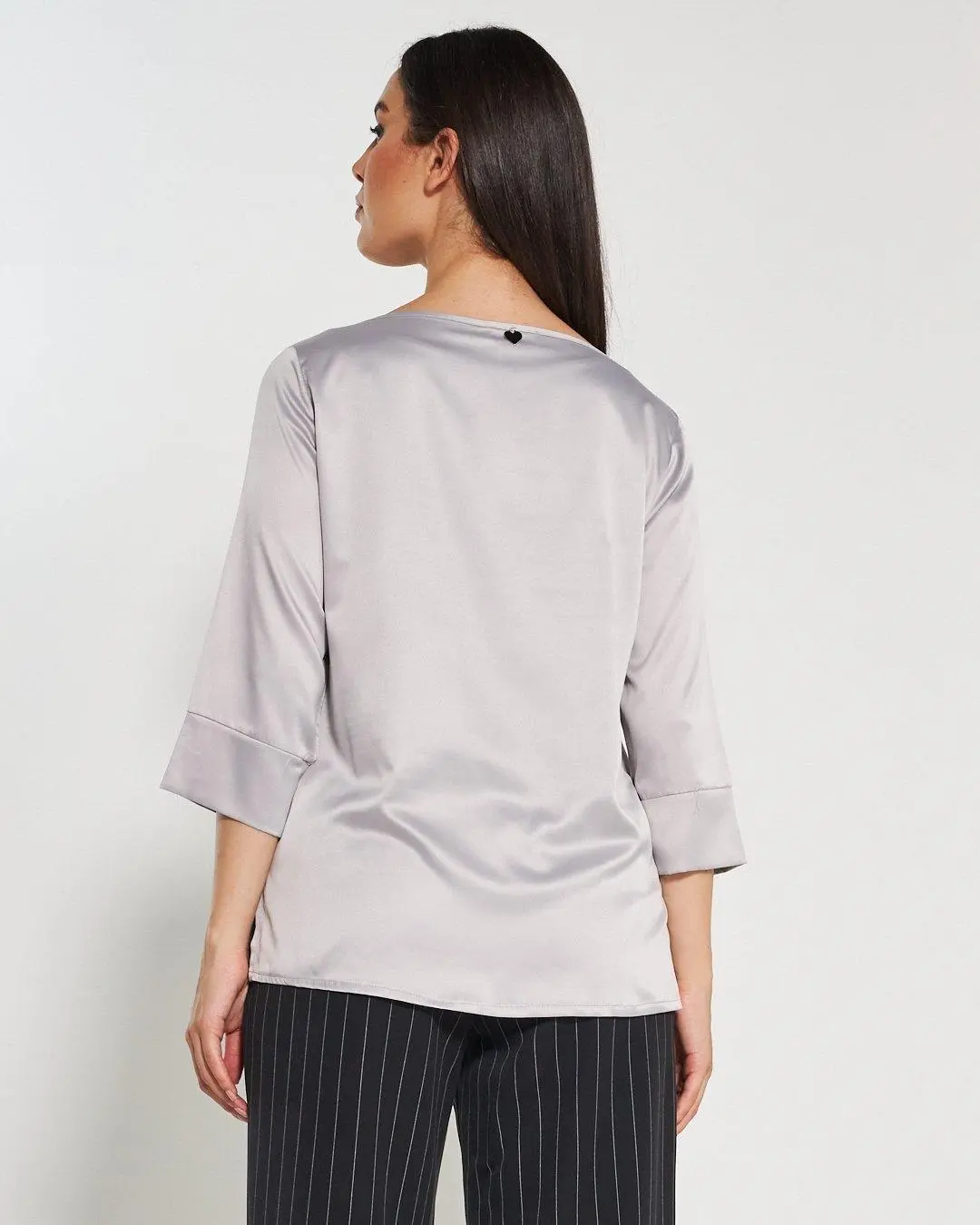 Blusa raso GRIGIO PERLA - Image 8