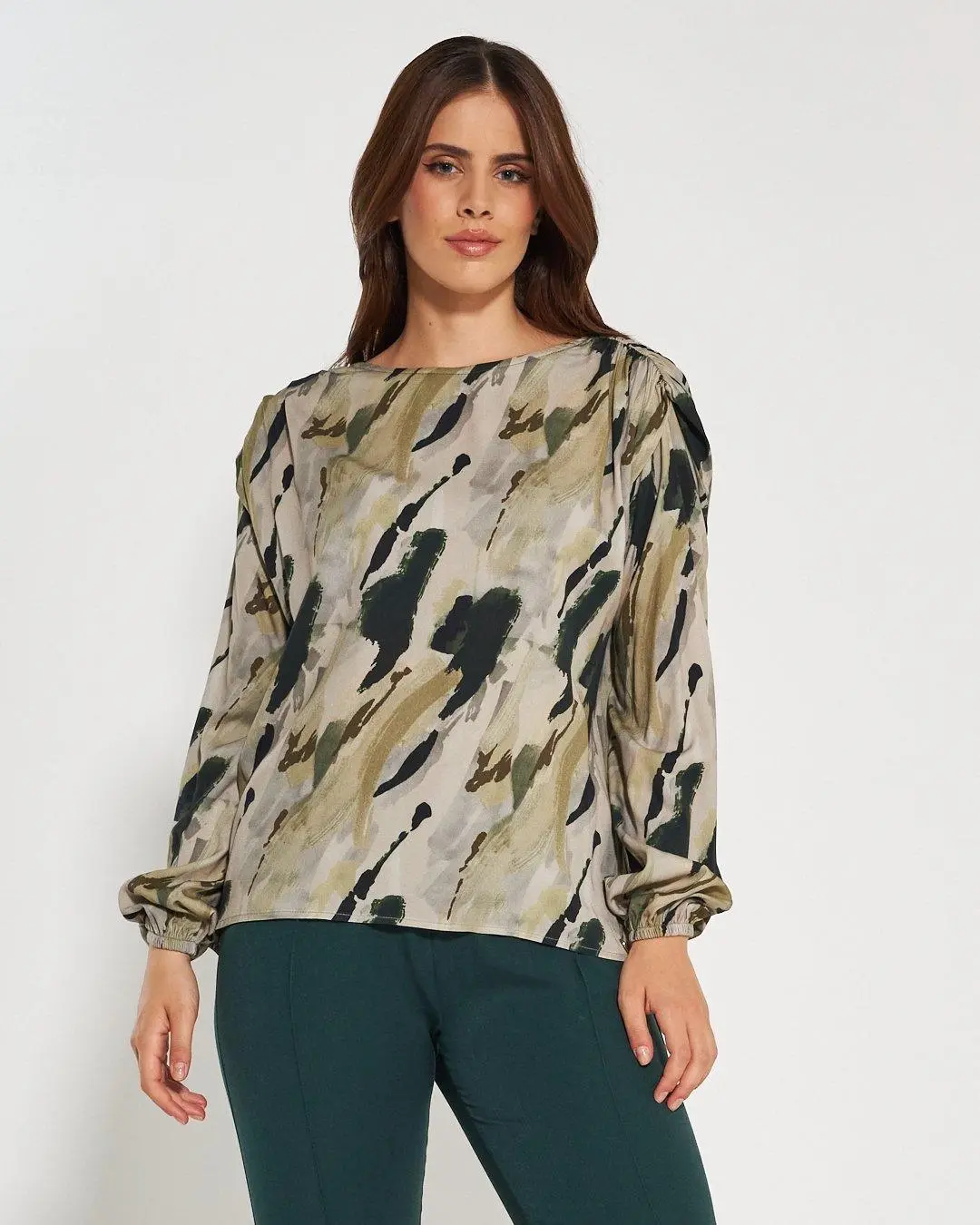 Blusa fantasia astratta VERDE BOSCO - Image 3