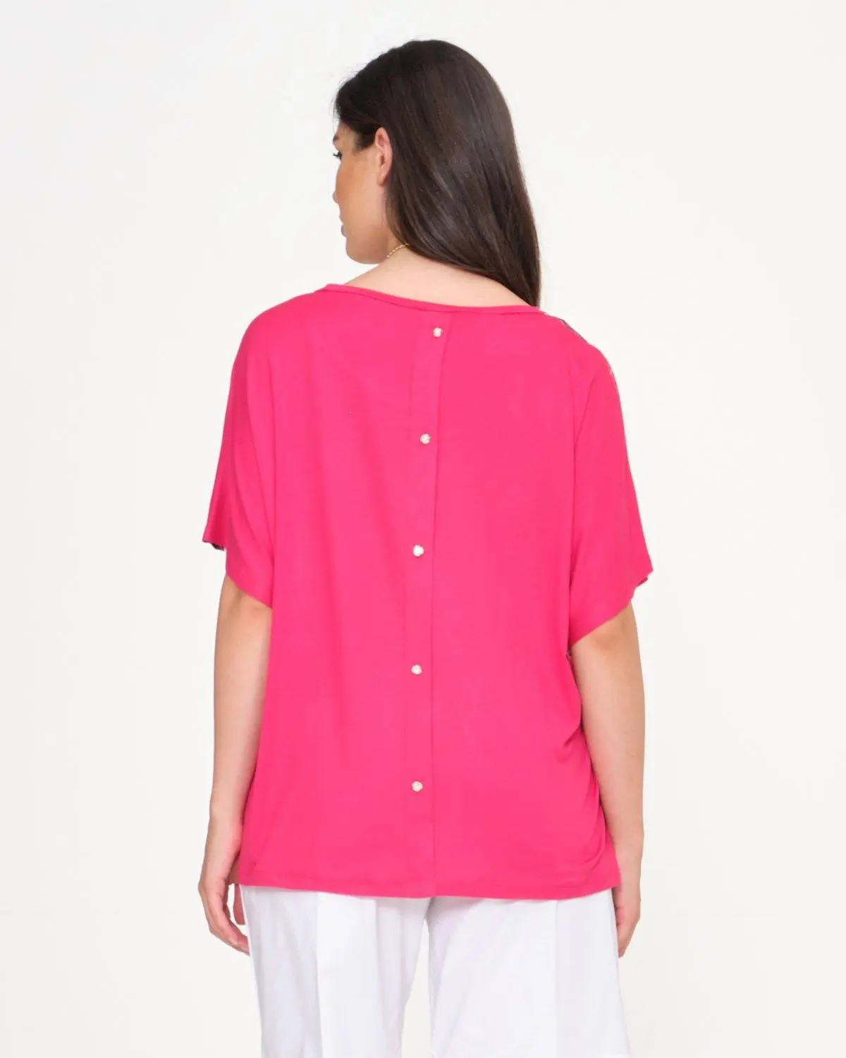 Maglia in fantasia con bottoni gioiello CICLAMINO - Image 5