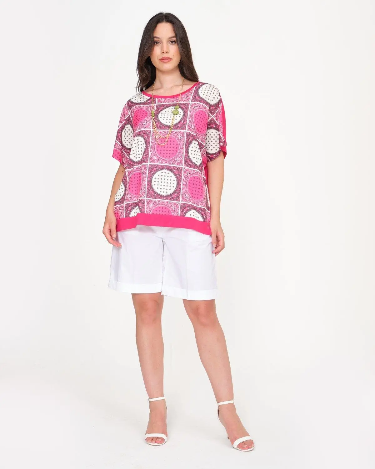 Maglia in fantasia con bottoni gioiello CICLAMINO - Image 6
