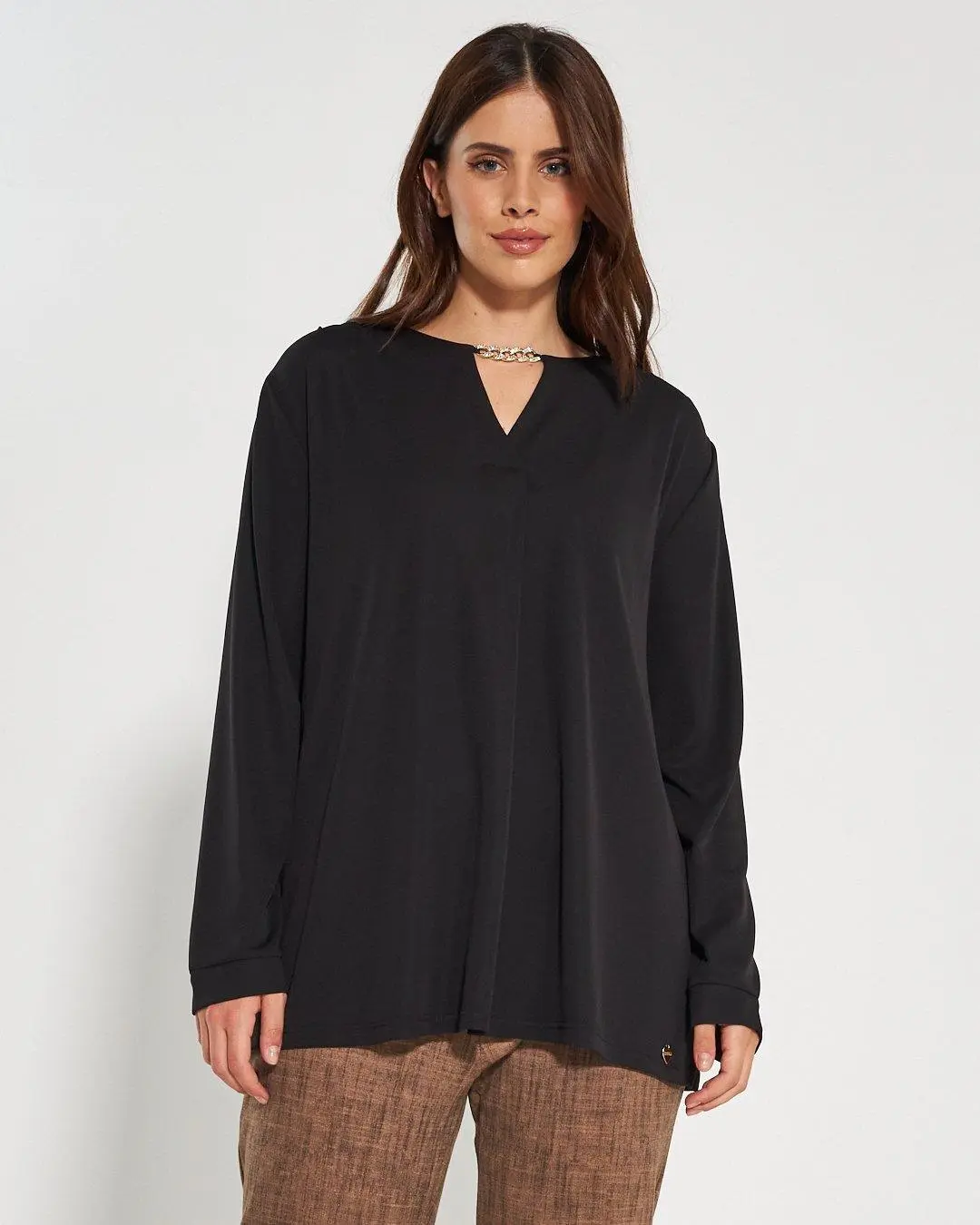 Blusa goccia accessorio NERO