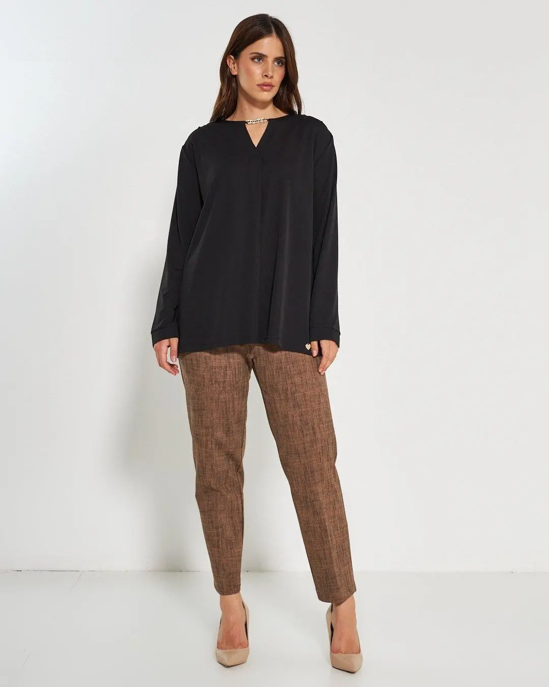 Blusa goccia accessorio NERO - Image 6