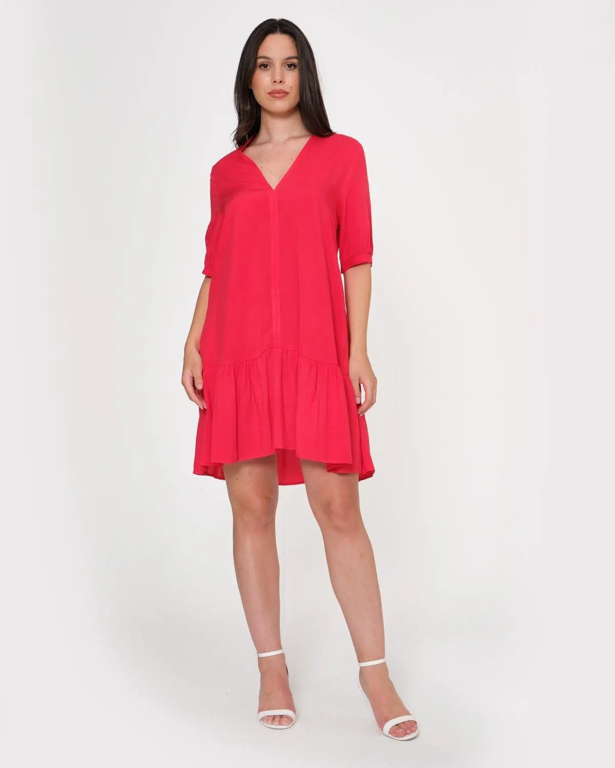 Blusa coreana fantasia con scollo a V e manica ad aletta FRAGOLA - Image 6