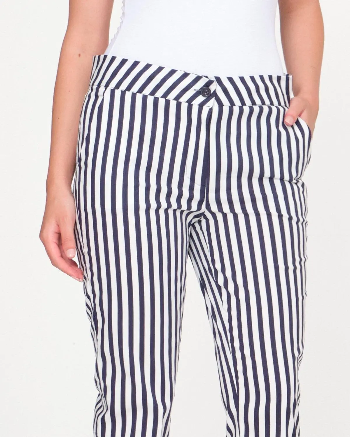 Pinocchietto righe in cotone BLU - Image 6