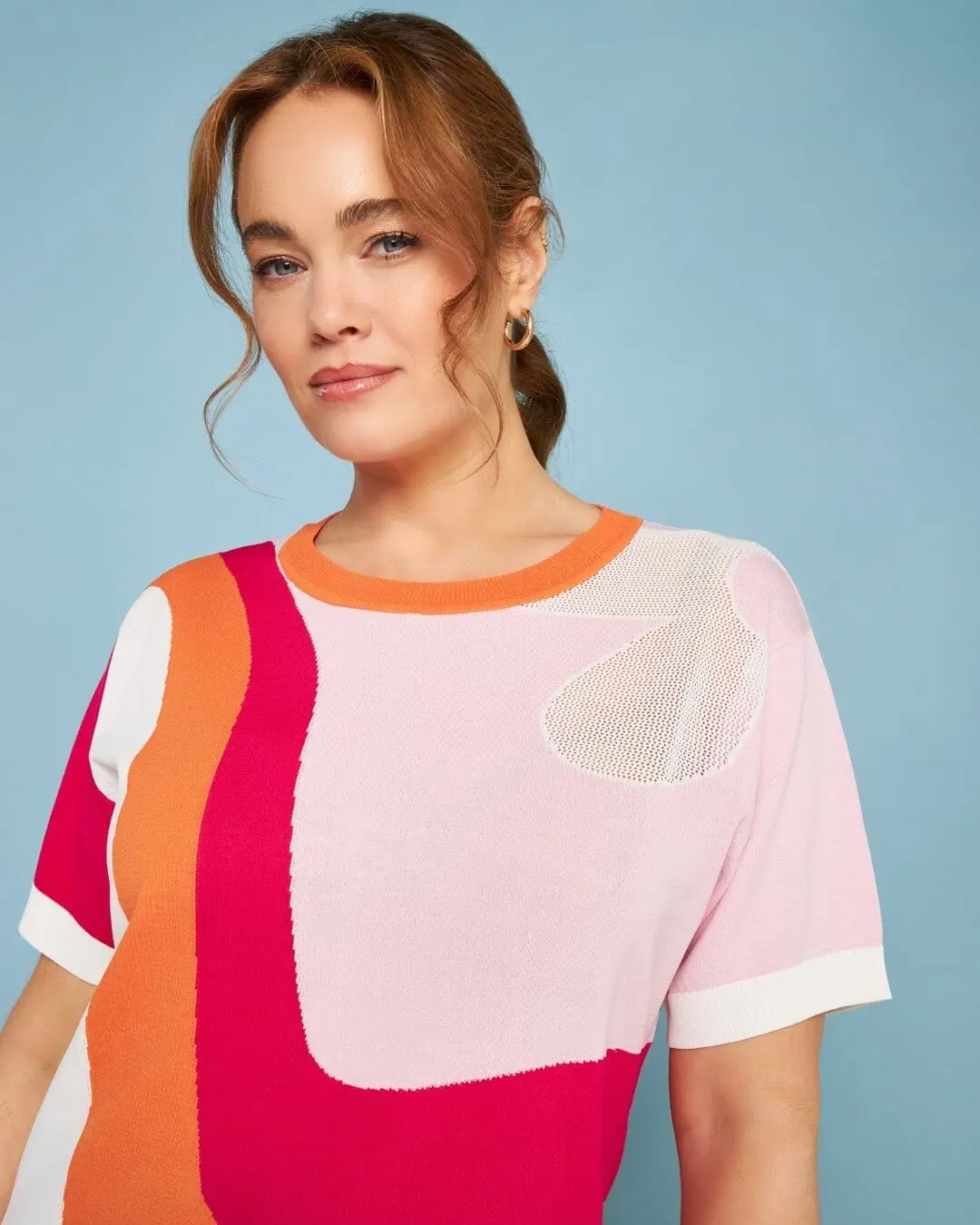 Maglia girocollo in filato di misto viscosa jacquard a righe optical MULTICOLOR - Image 4