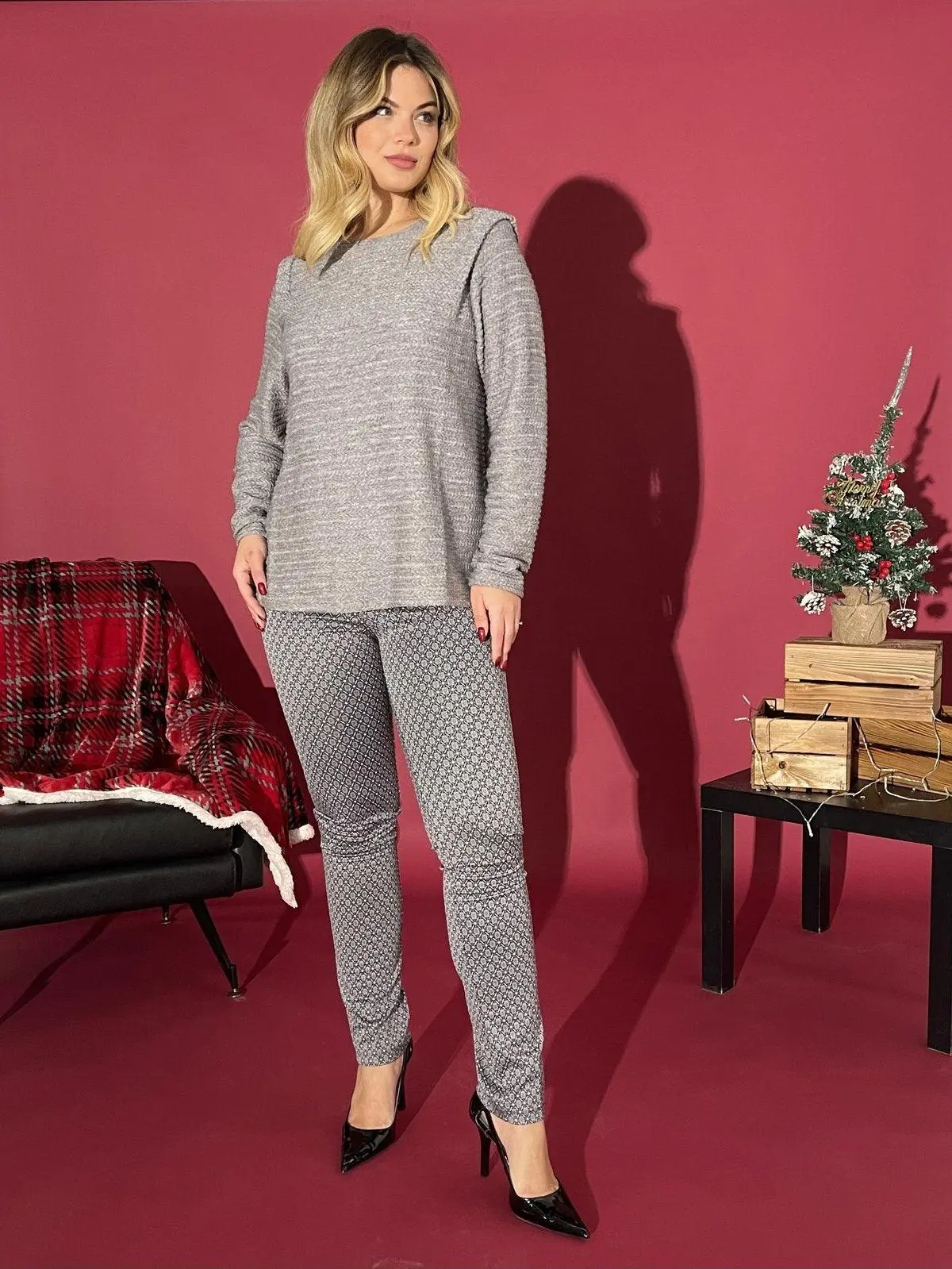 Maglia trecce GRIGIO