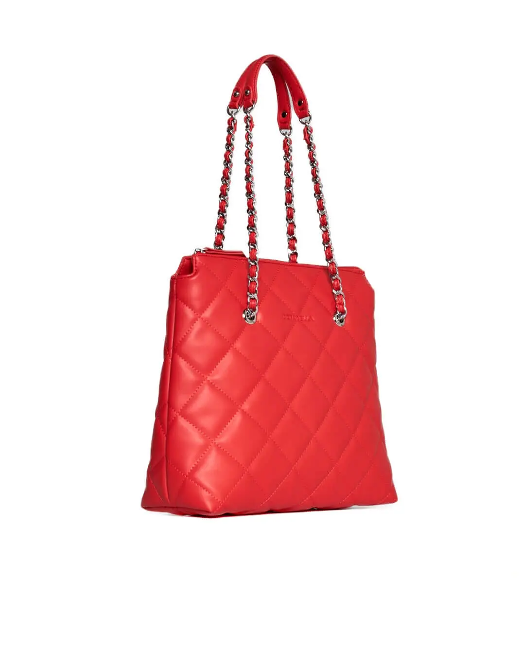 Borsa shopper media in ecopelle matelassé con manici a catena PAPAVERO - Image 3