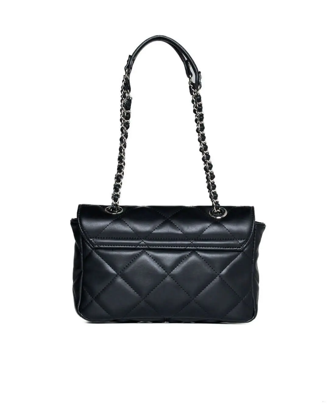 Borsa piccola a spalla in ecopelle matelassé con manici a catena NERO - Image 5