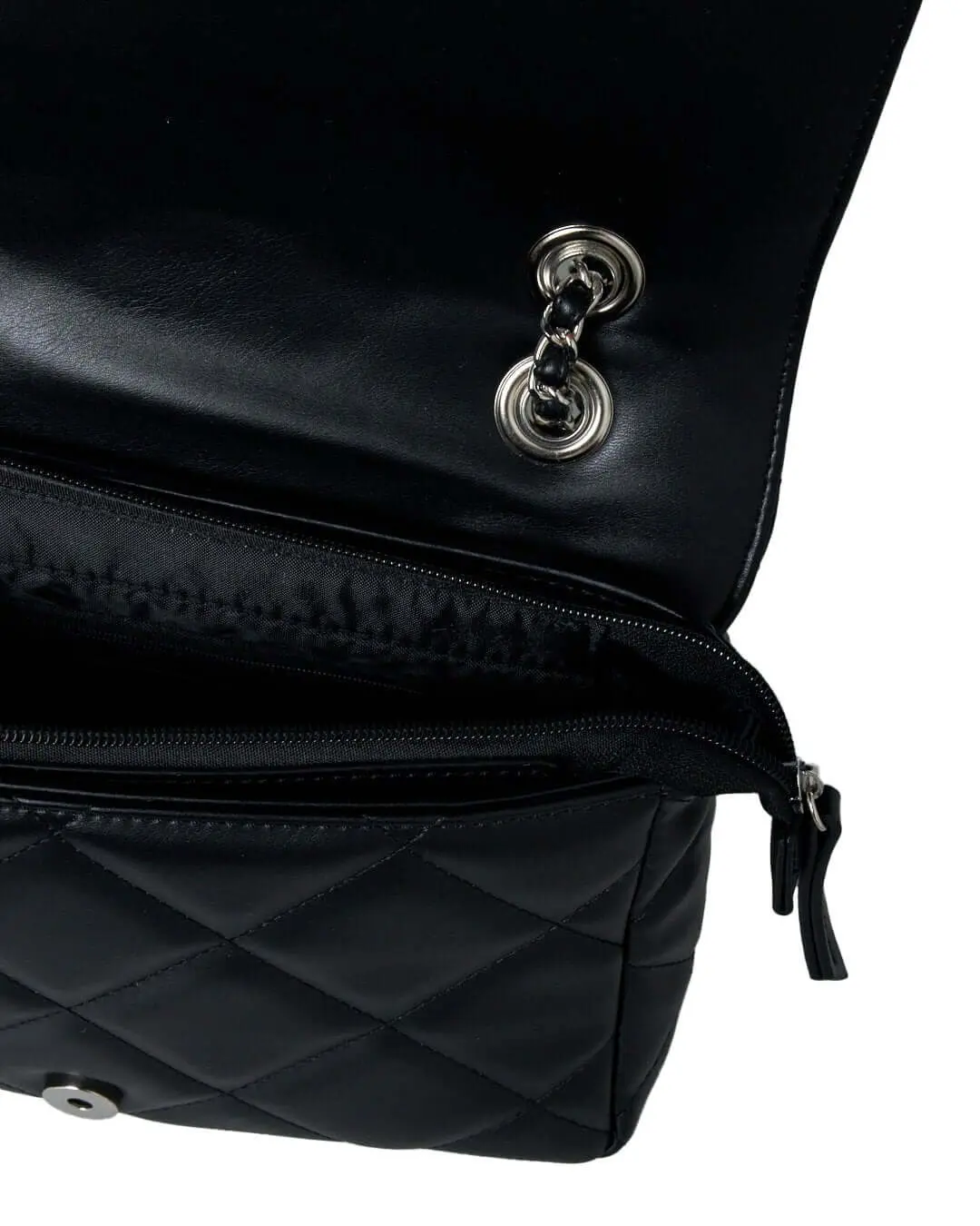 Borsa piccola a spalla in ecopelle matelassé con manici a catena NERO - Image 6