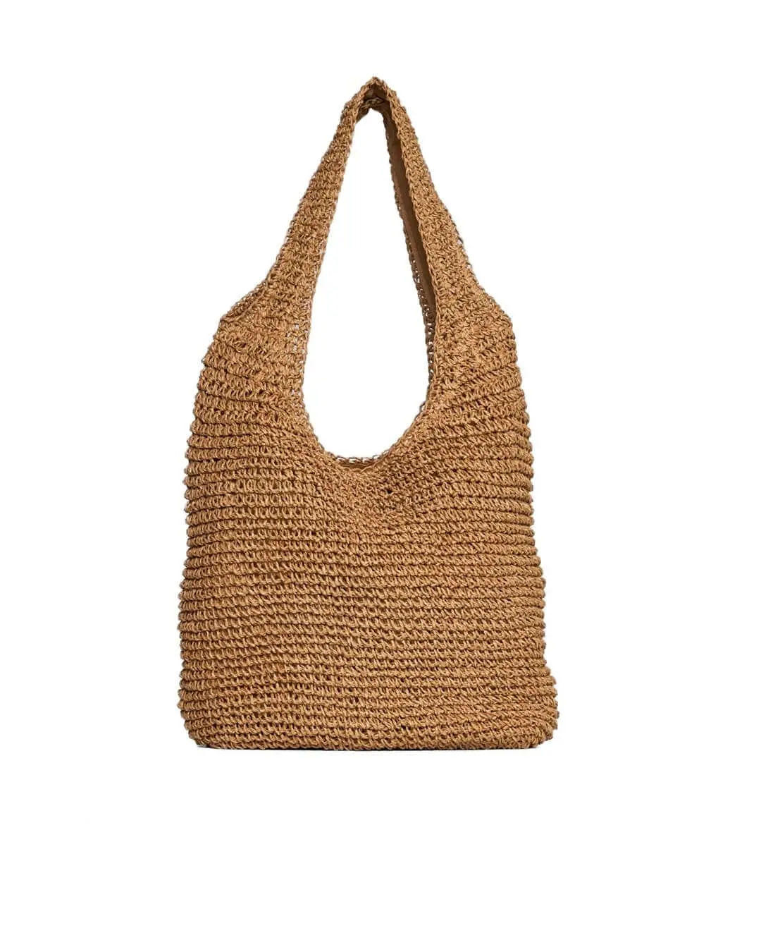 Borsa shopper modello hobo in rafia con doppio manico BEIGE - Image 3