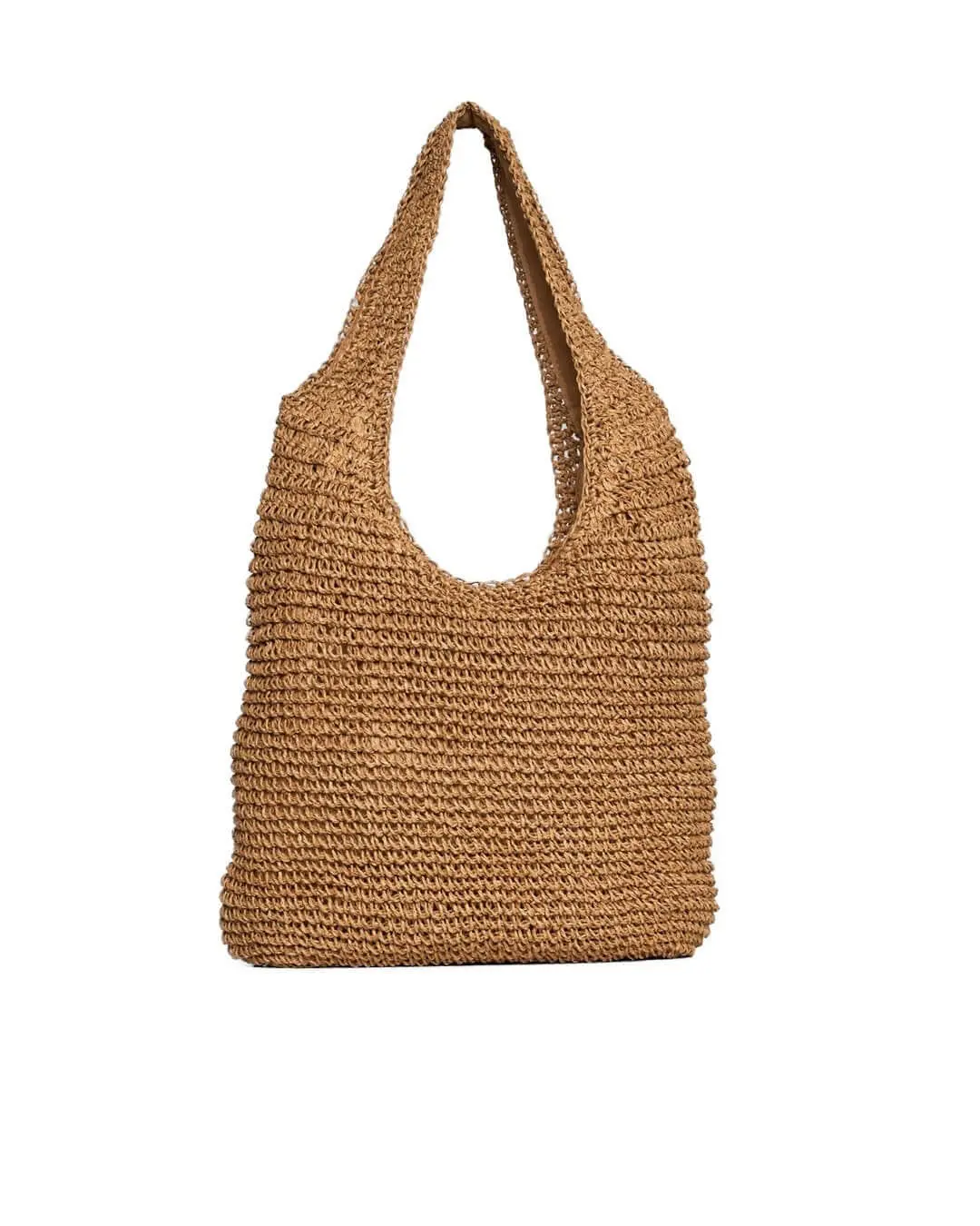 Borsa shopper modello hobo in rafia con doppio manico BEIGE - Image 5
