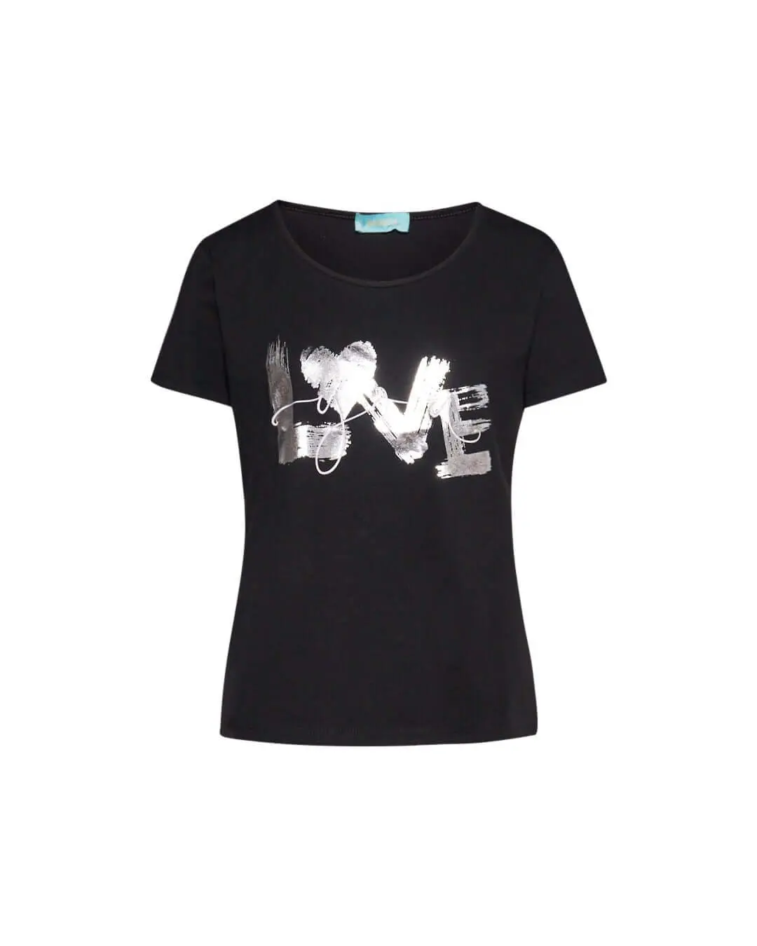 T-shirt in jersey di cotone elasticizzato con stampa LOVE NERO - Image 2