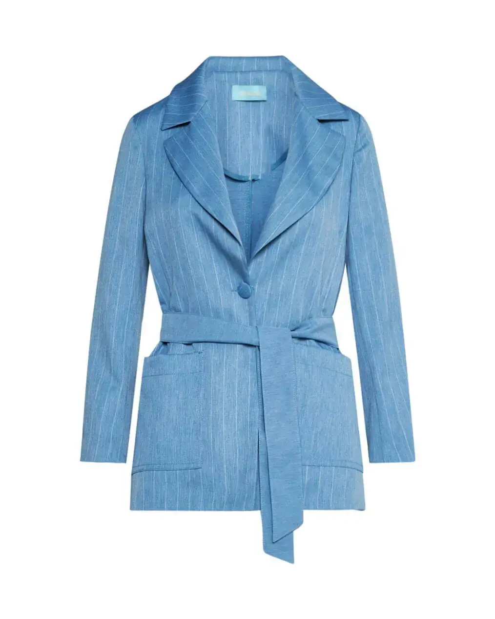 Spolverino in chambray gessato con cintura in vita DENIM