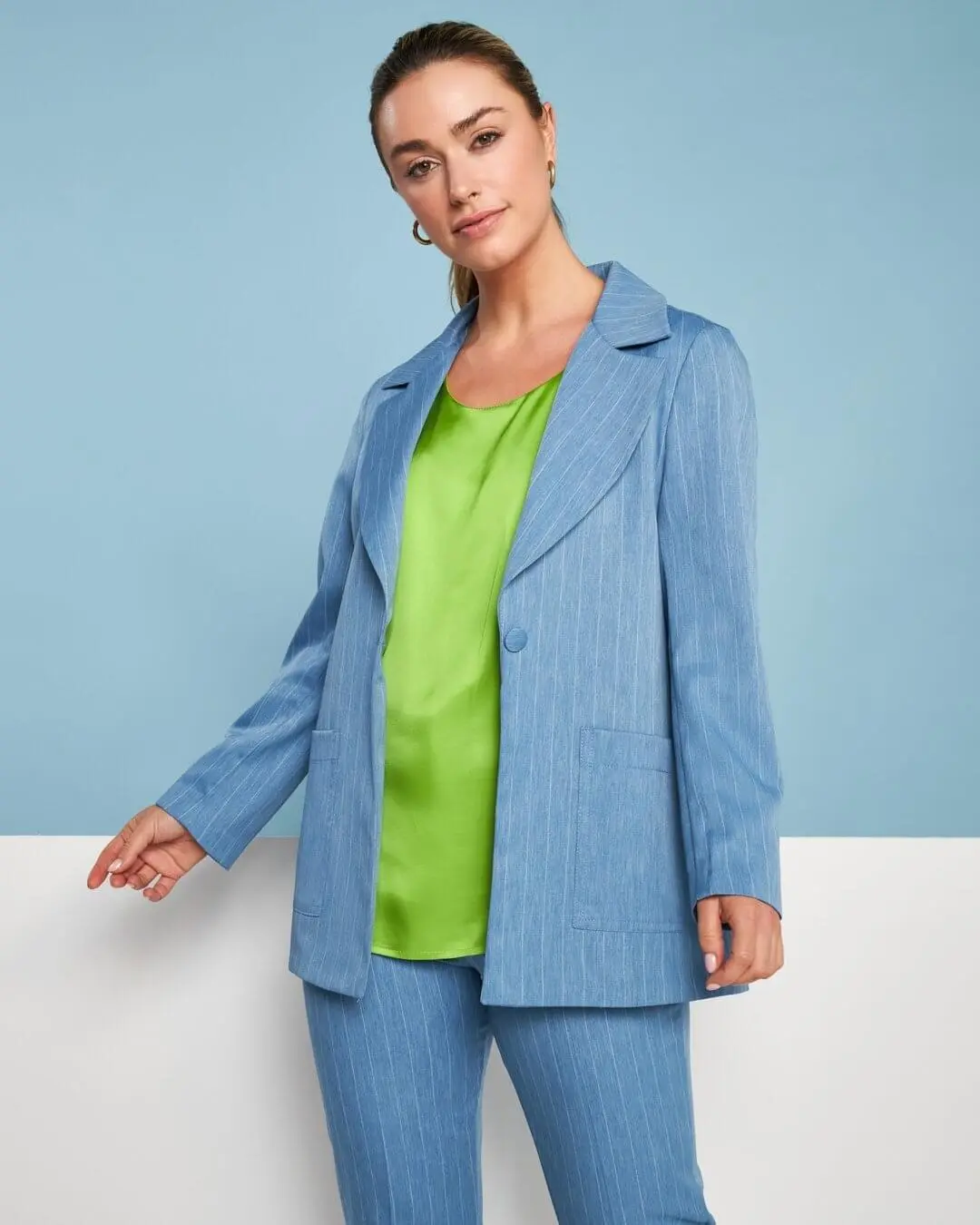 Spolverino in chambray gessato con cintura in vita DENIM - Image 3