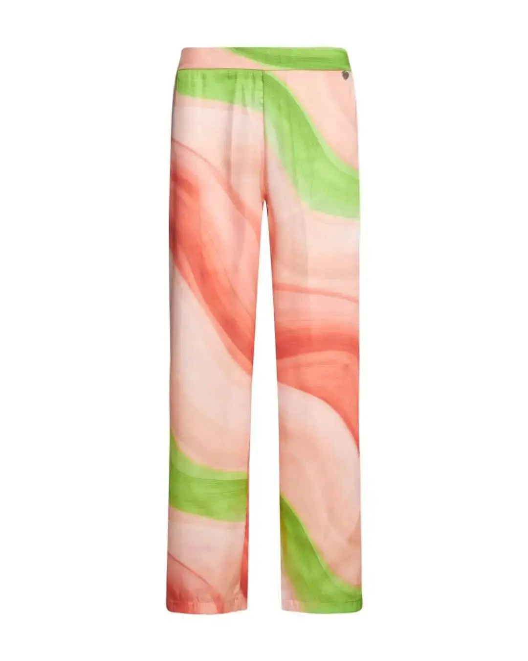 Pantalone a gamba dritta in raso con fantasia astratta sfumata CIPRIA
