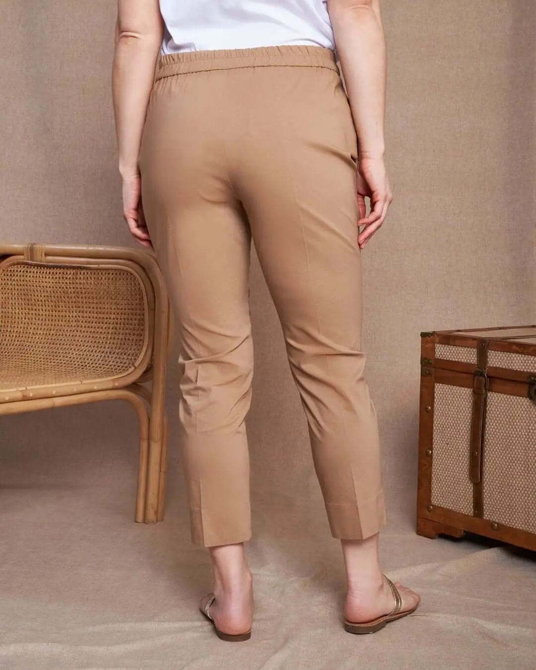 Pantalone a sigaretta in gabardine di misto viscosa elasticizzata SABBIA - Image 4