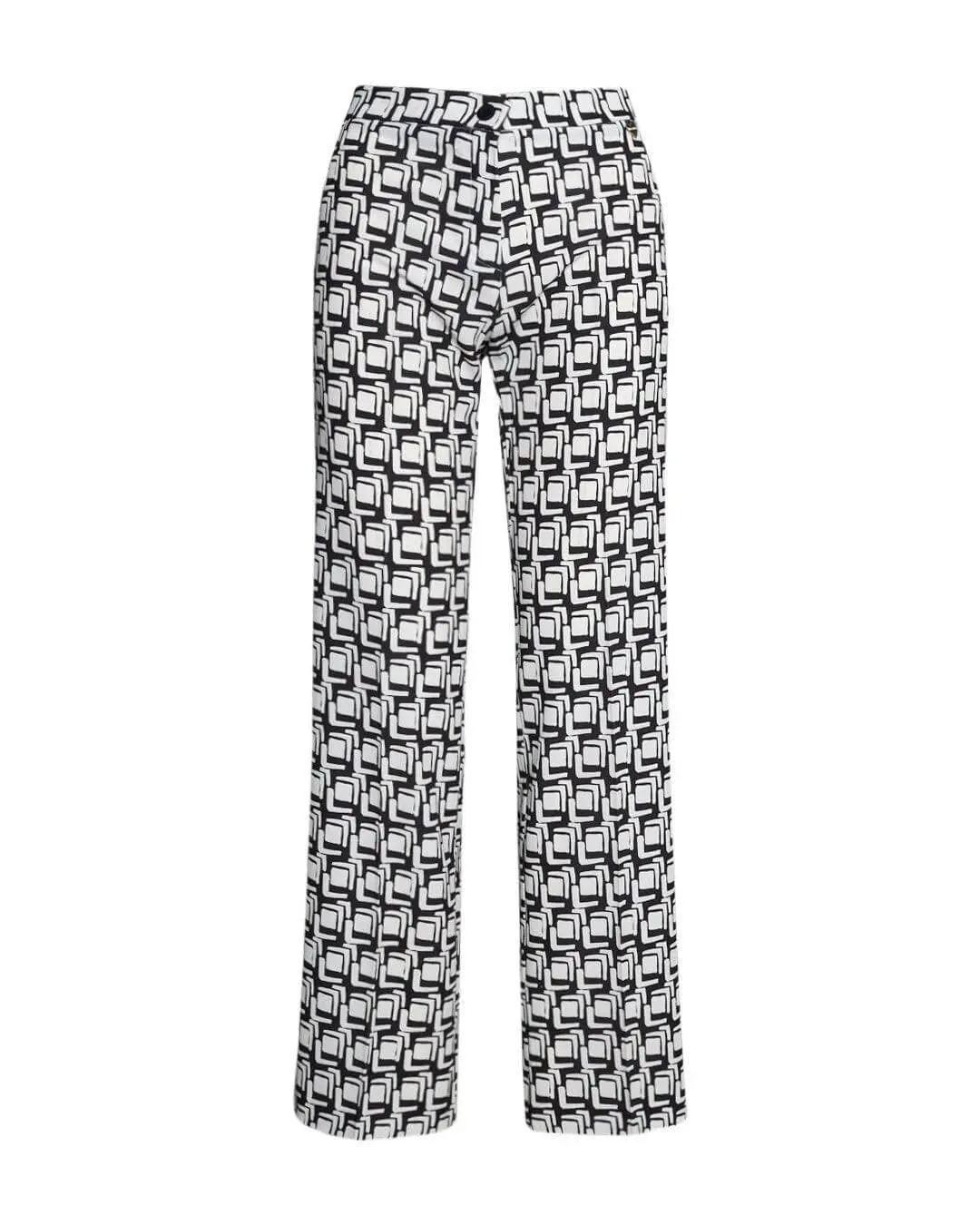Pantalone fluido in cady stampato fantasia Optical NERO-BIANCO - Image 2