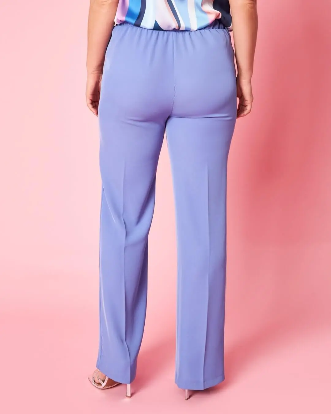 Pantalone a gamba dritta in cady tinta unita con bustino elastico LAVANDA - Image 3
