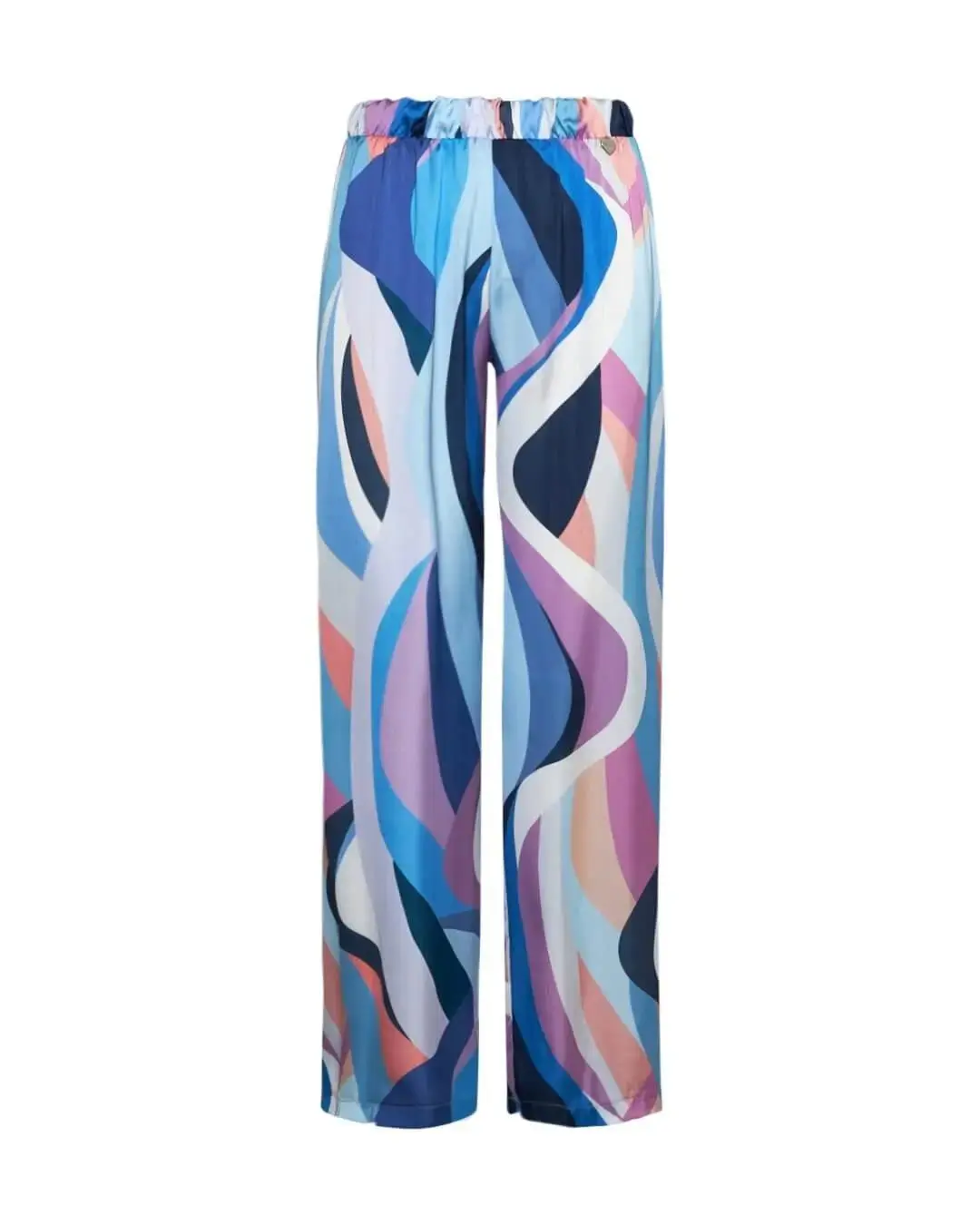 Pantalone a gamba dritta in raso con fantasia astratta multicolor FANTASIA