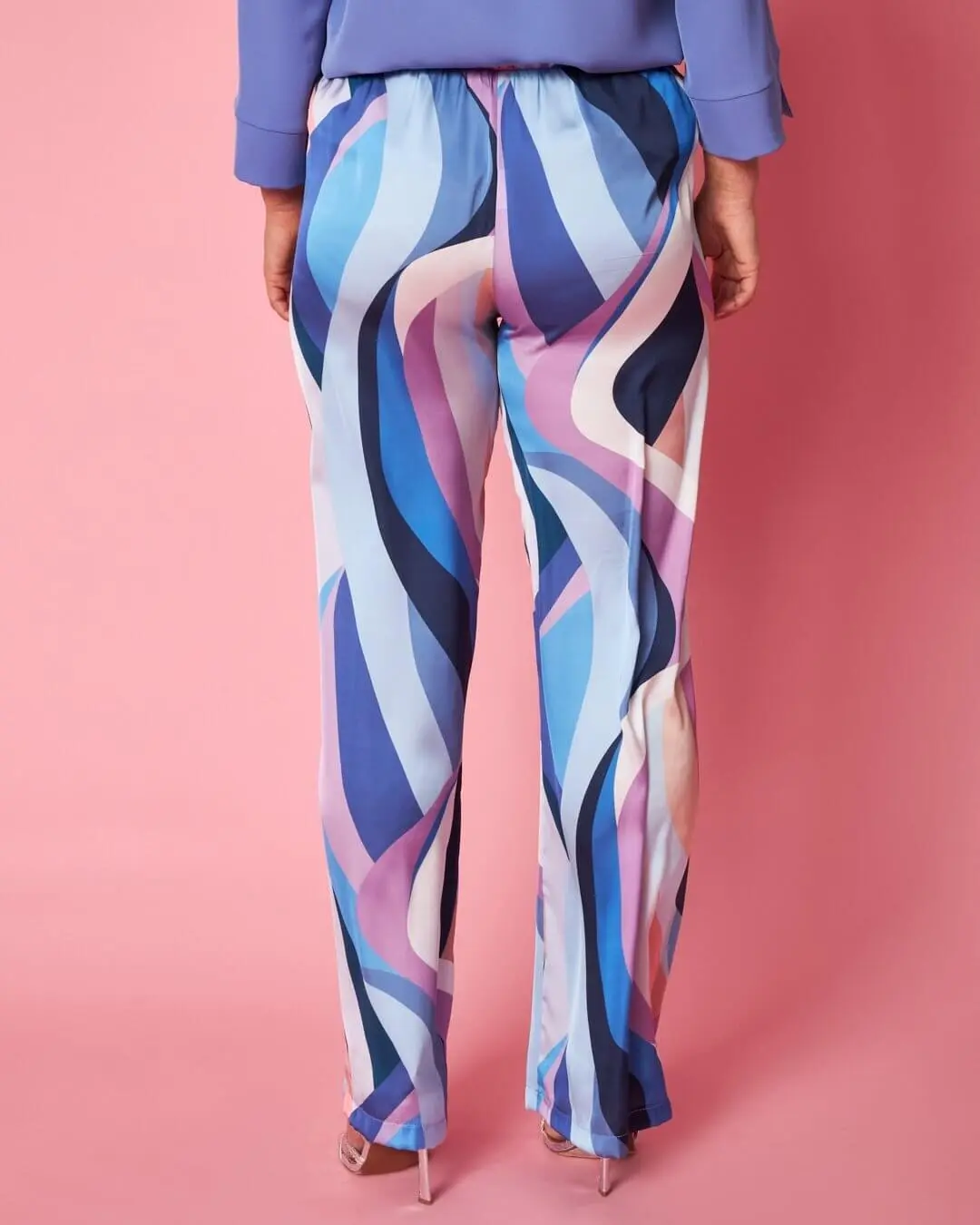 Pantalone a gamba dritta in raso con fantasia astratta multicolor FANTASIA - Image 3