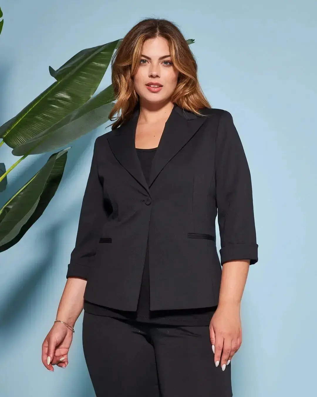 Blazer corto senza revers in jersey punto Milano elasticizzato di misto cotone - Image 14