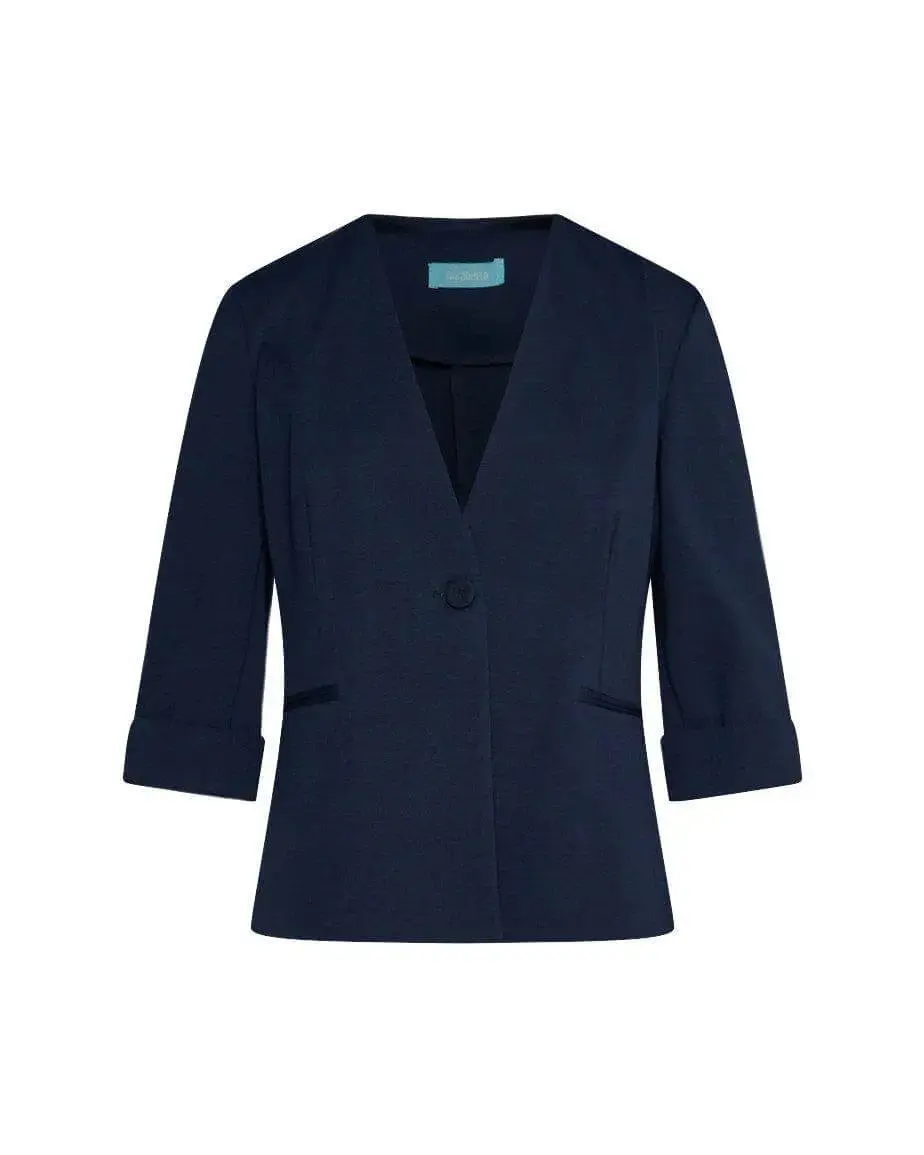 Blazer corto senza revers in jersey punto Milano elasticizzato di misto cotone - Image 22