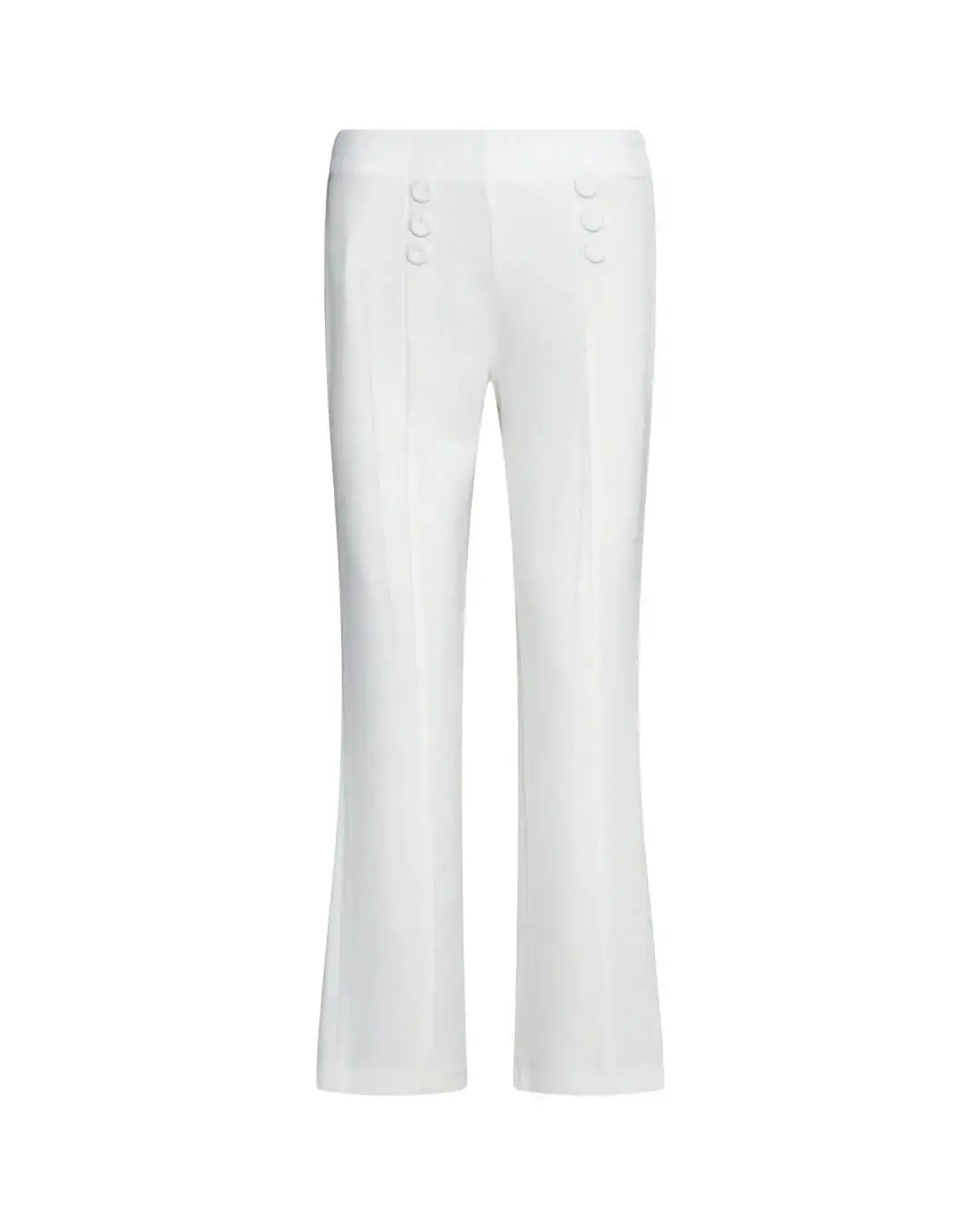 Pantalone a sigaretta in cady elasticizzato con bottoni in tinta