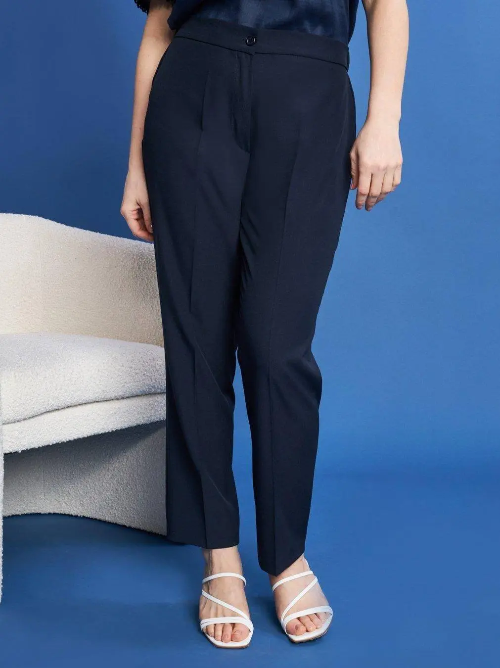 Pantaloni a gamba dritta in cady BLUE NAVY