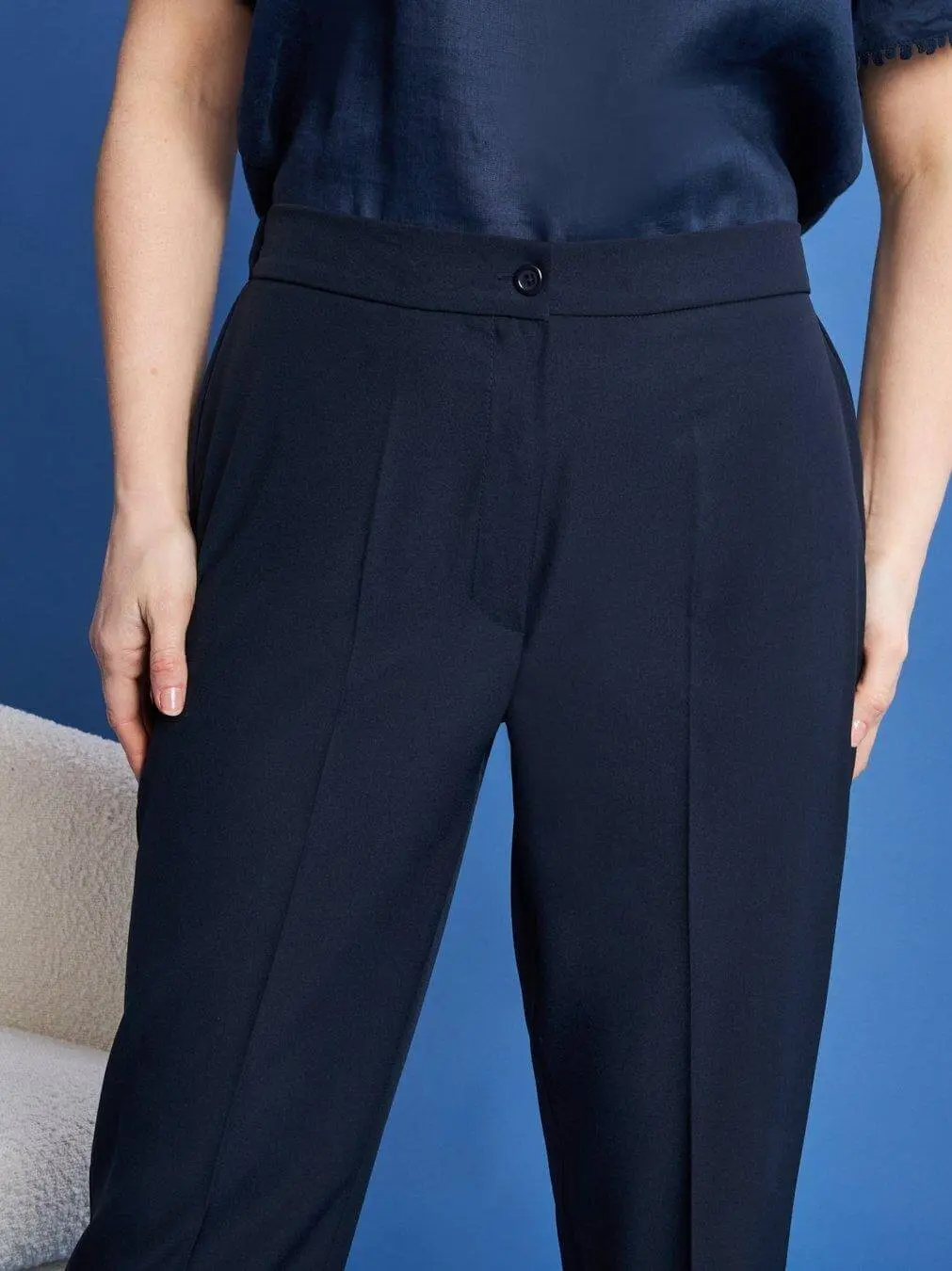 Pantaloni a gamba dritta in cady BLUE NAVY - Image 3